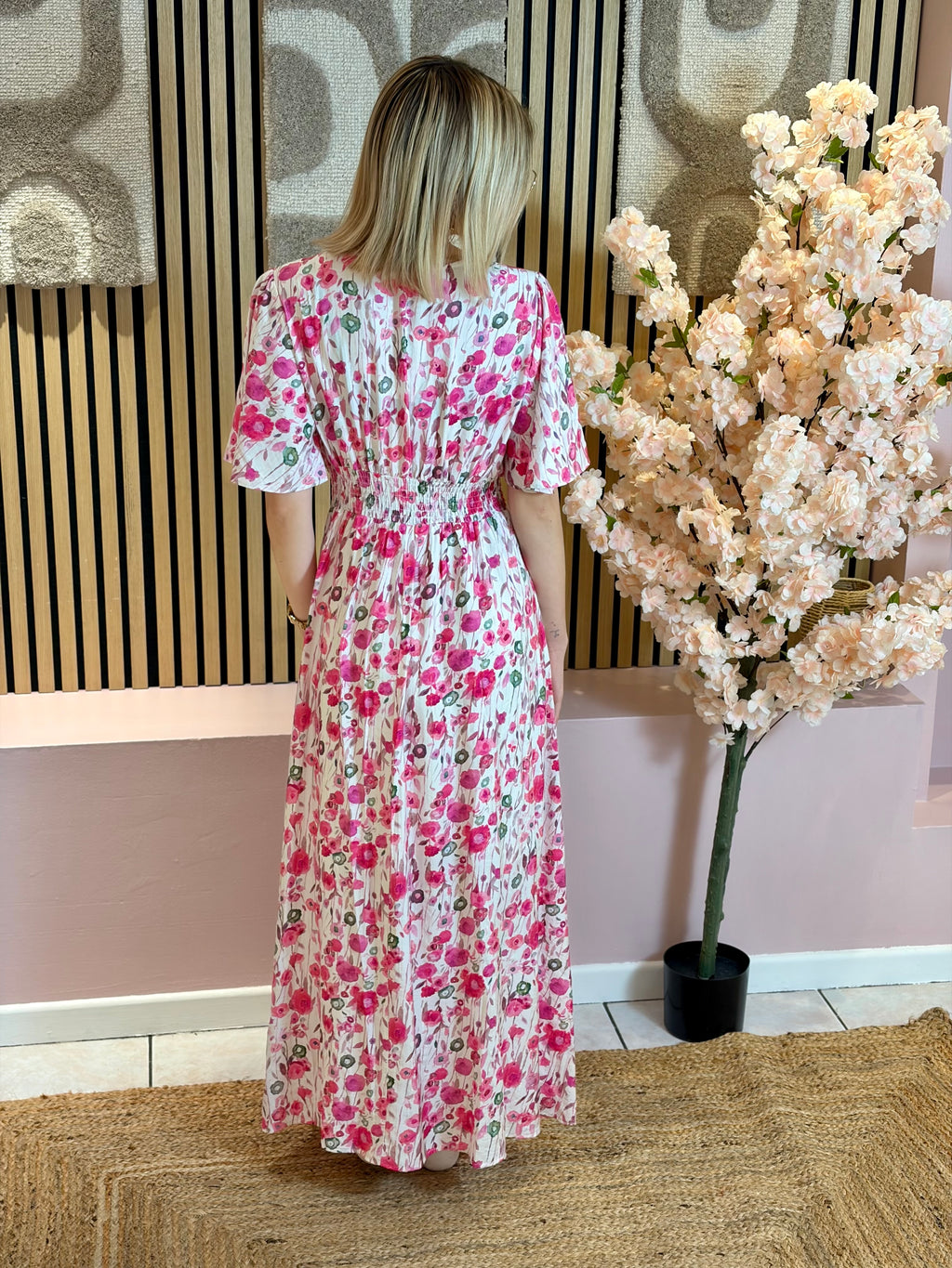 Robe Longue - Anastasia - Fleuri Rose