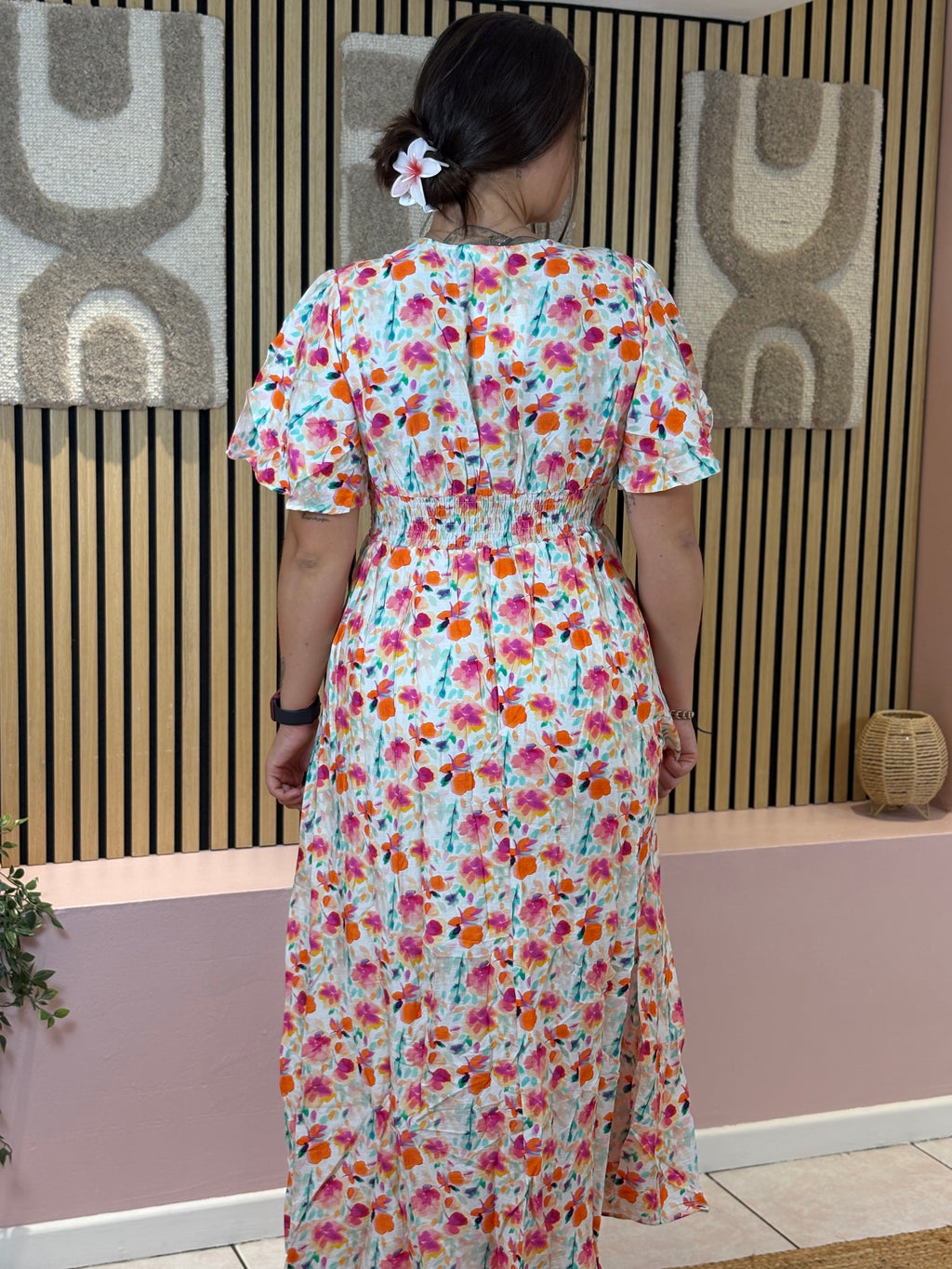 Robe Longue - Fanny - Orange & Fuchsia
