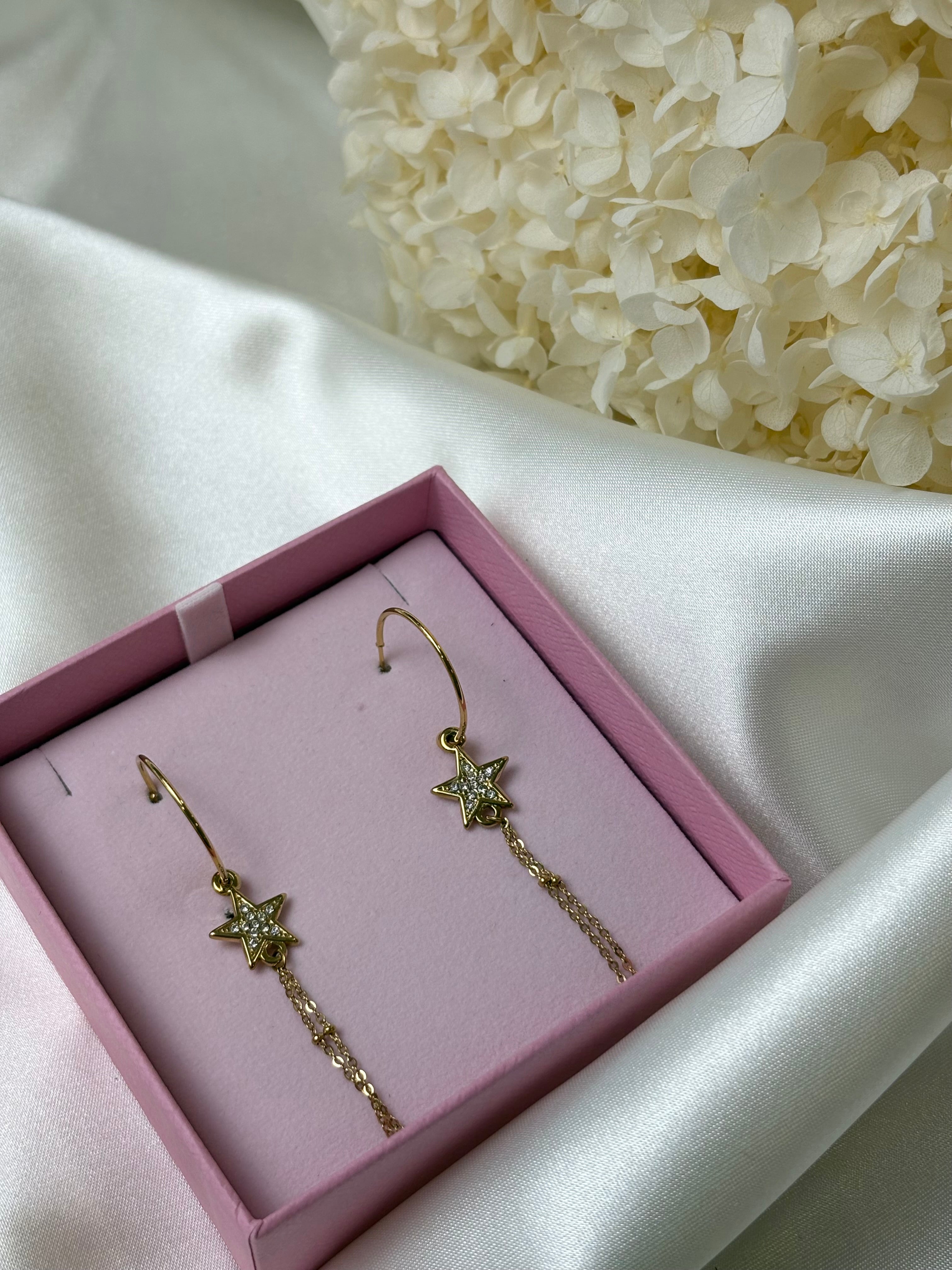 Boucle d'oreille - Rose - Doré