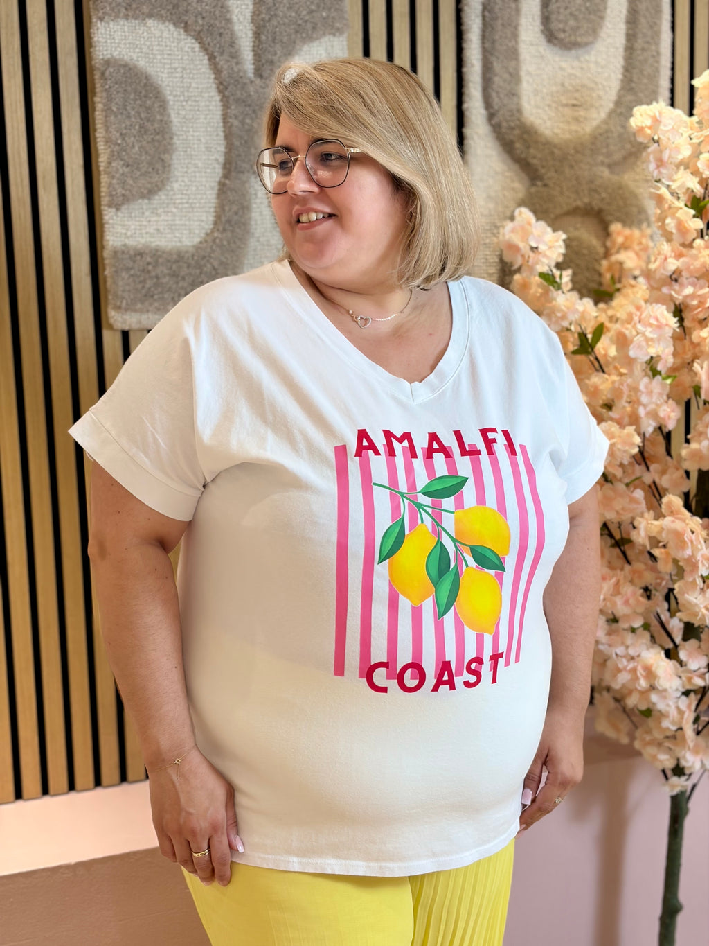 T-shirt - Citron - Blanc