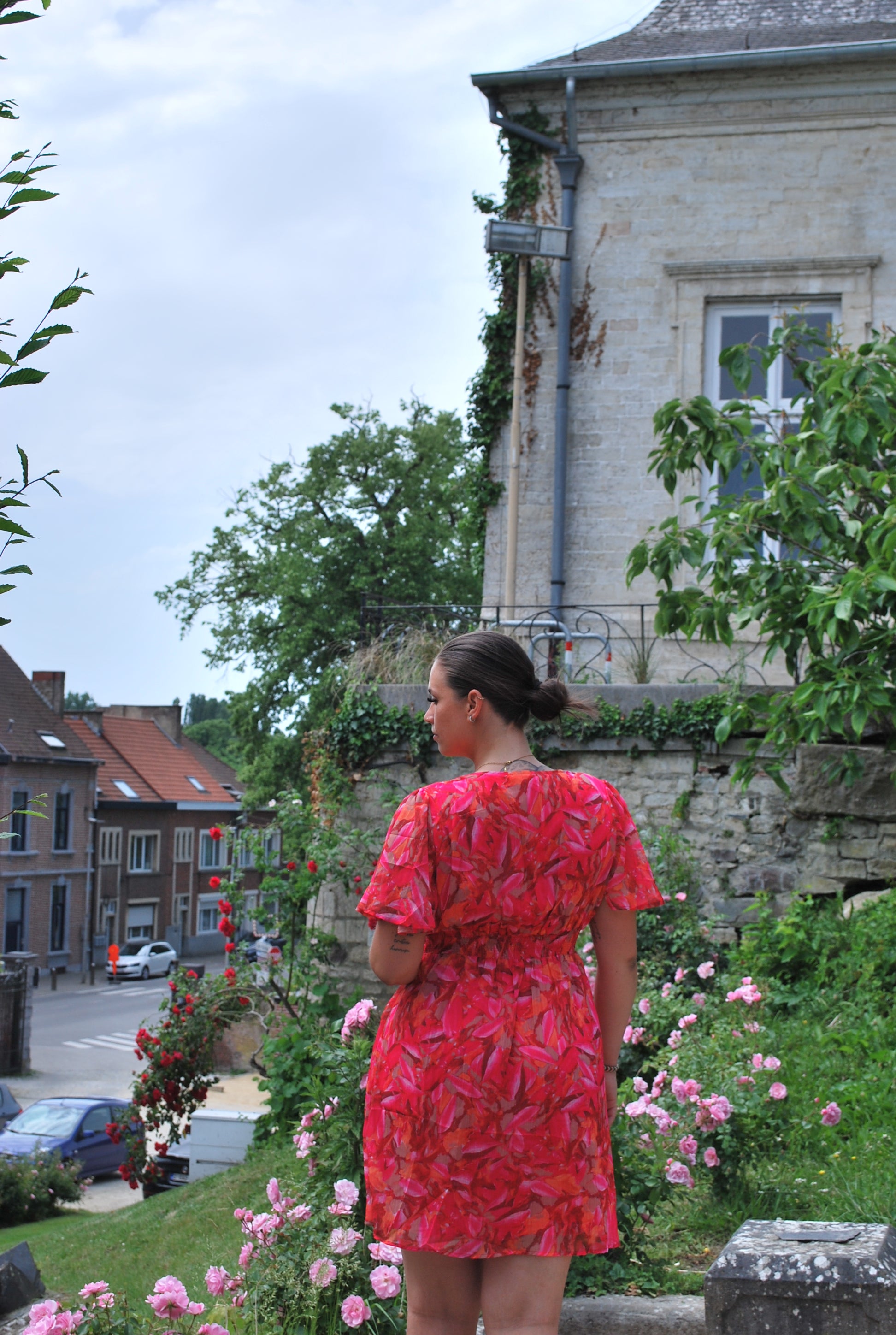 Robe Courte - Maia - Fuchsia & Orange