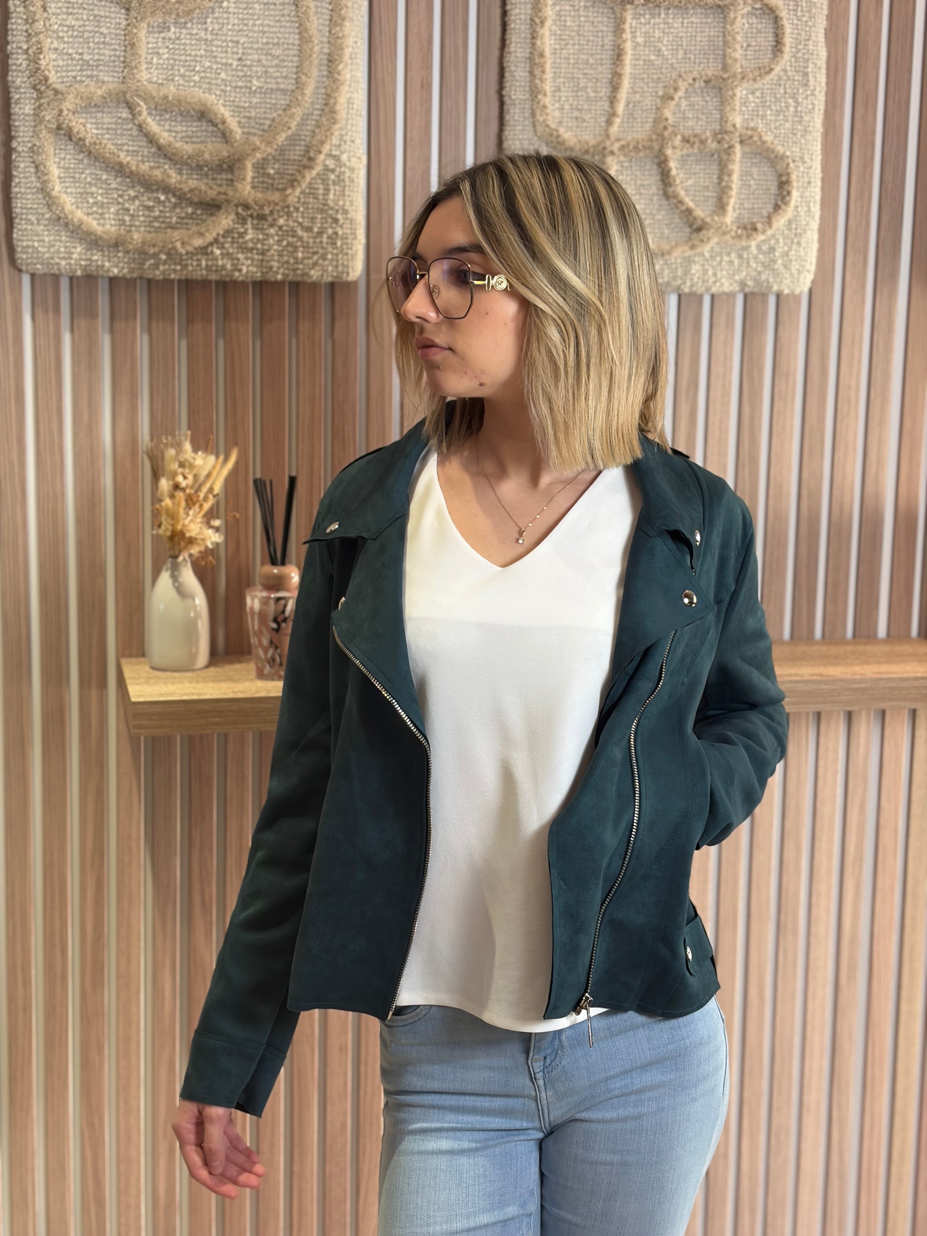 Perfecto suédine - Lilo - Bleu Canard