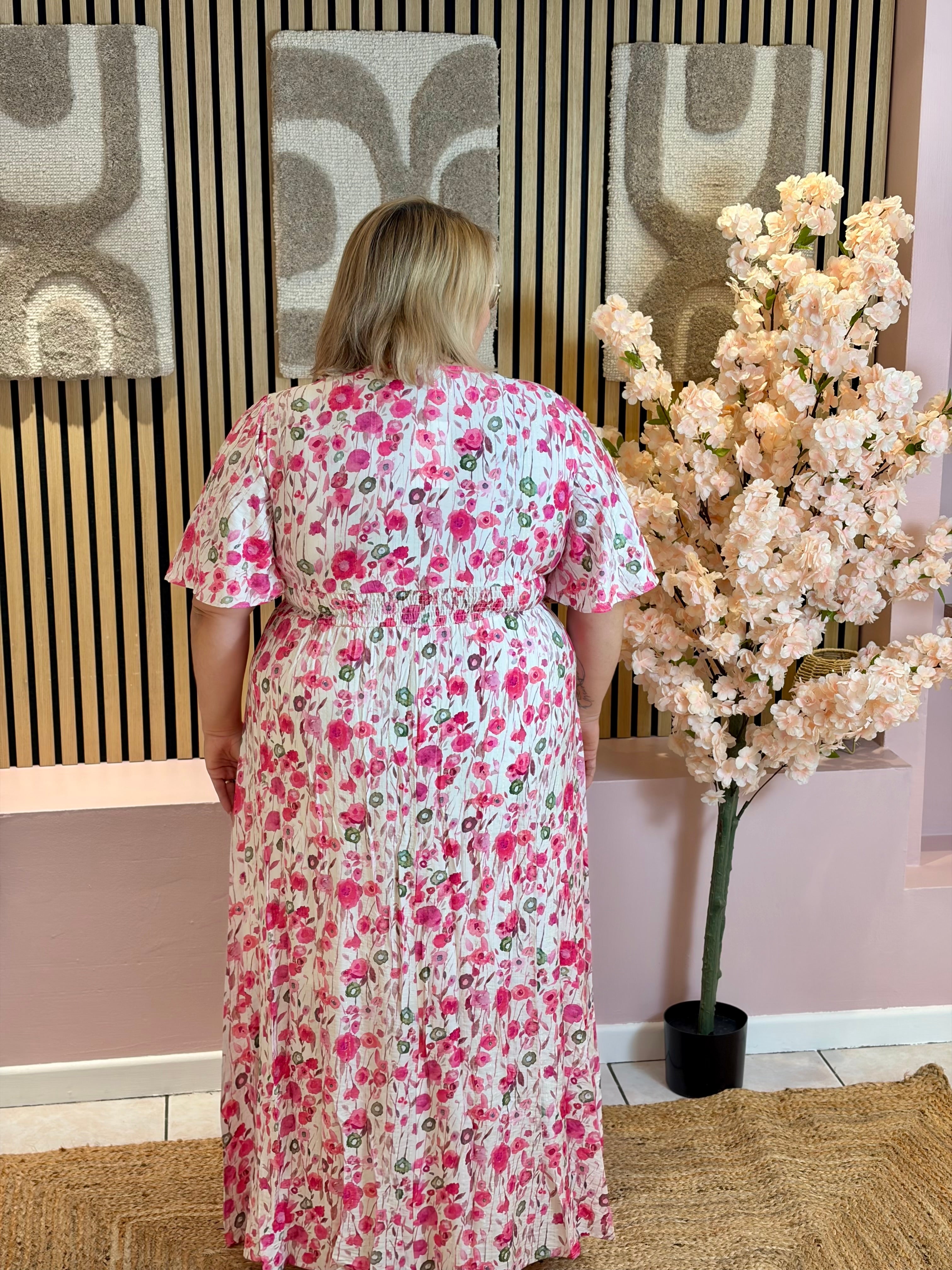 Robe Longue - Anastasia - Fleuri Rose