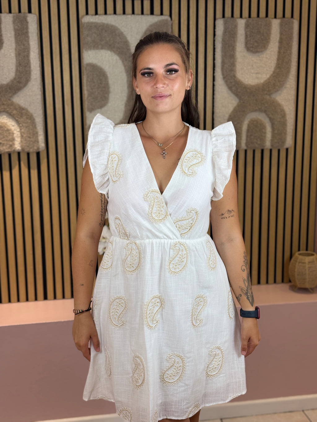 Robe Courte - Romane - Ecru