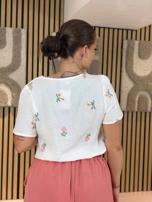 Blouse - Lila - Blanc