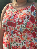 Top - Mily - Rouge - Fleuri (grande taille)