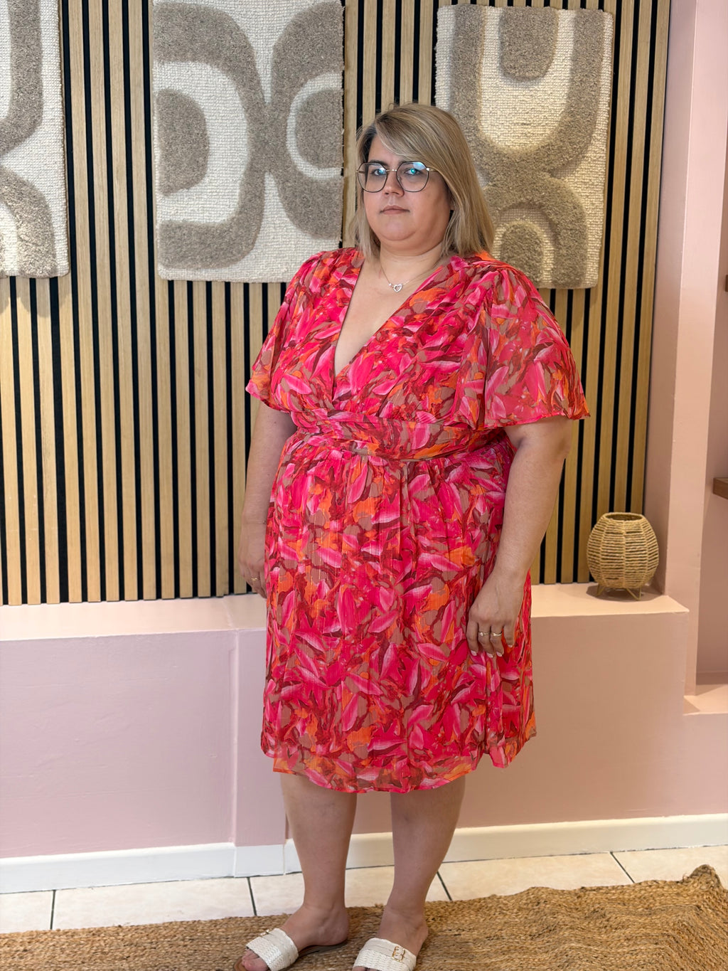 Robe Courte - Maia - Fuchsia & Orange