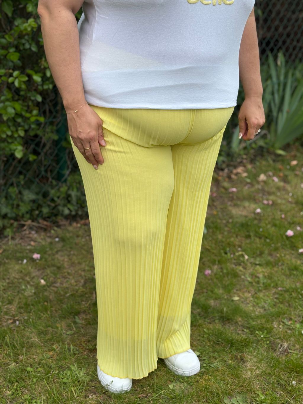 Palazzo plissé - Alma - Jaune pastel