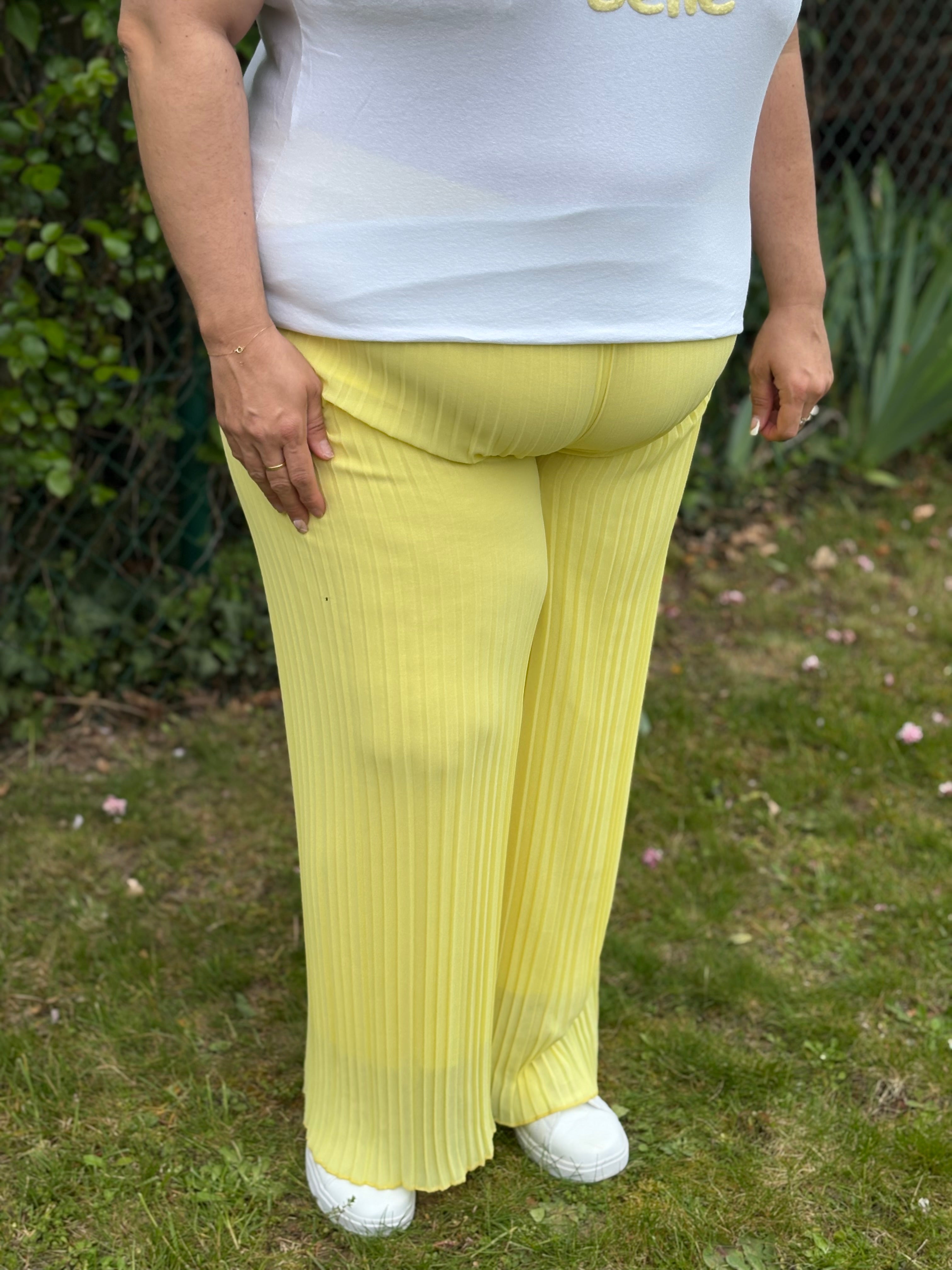 Palazzo plissé - Alma - Jaune pastel