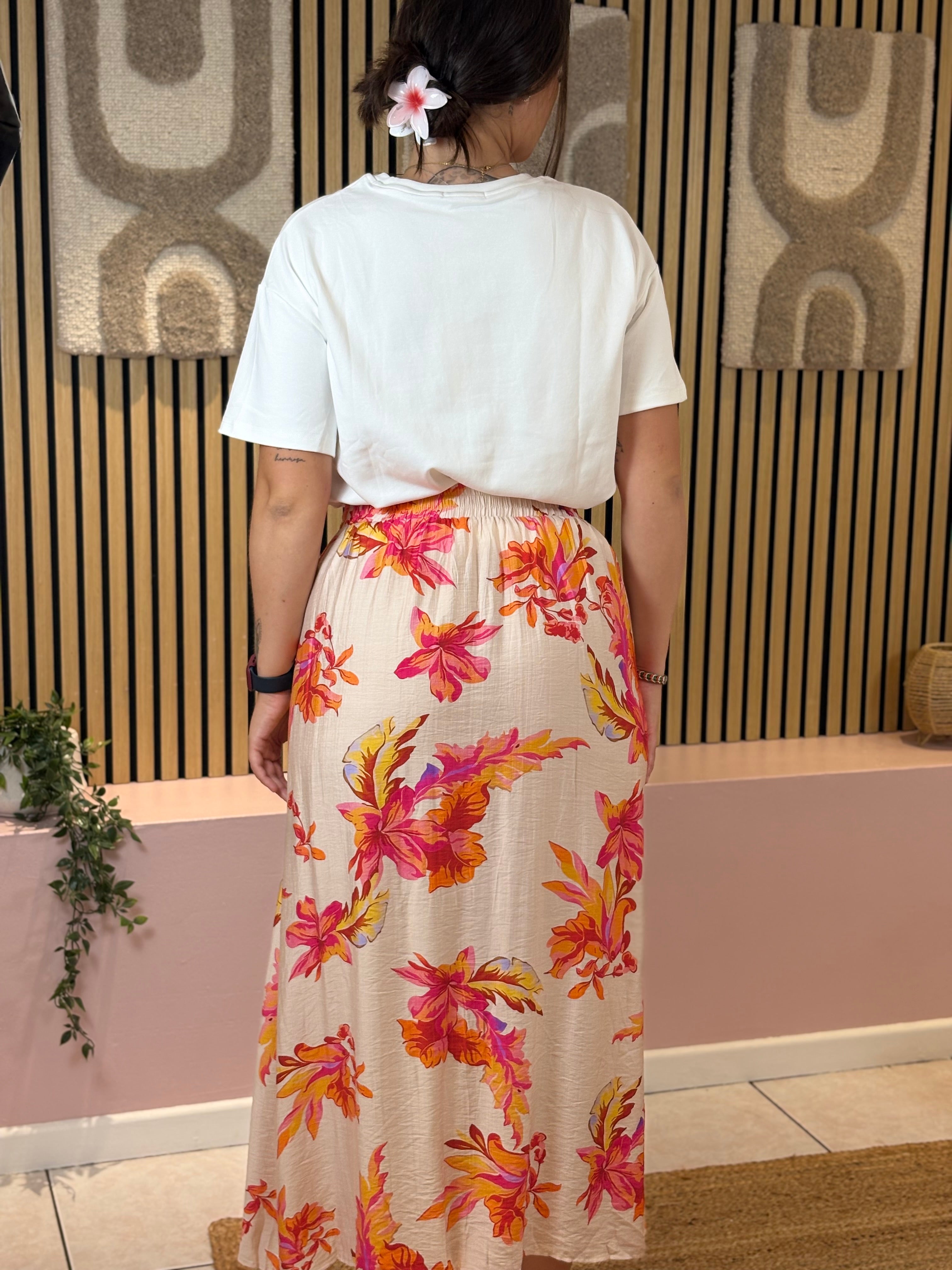 Jupe - Anna - Beige & Fuchsia