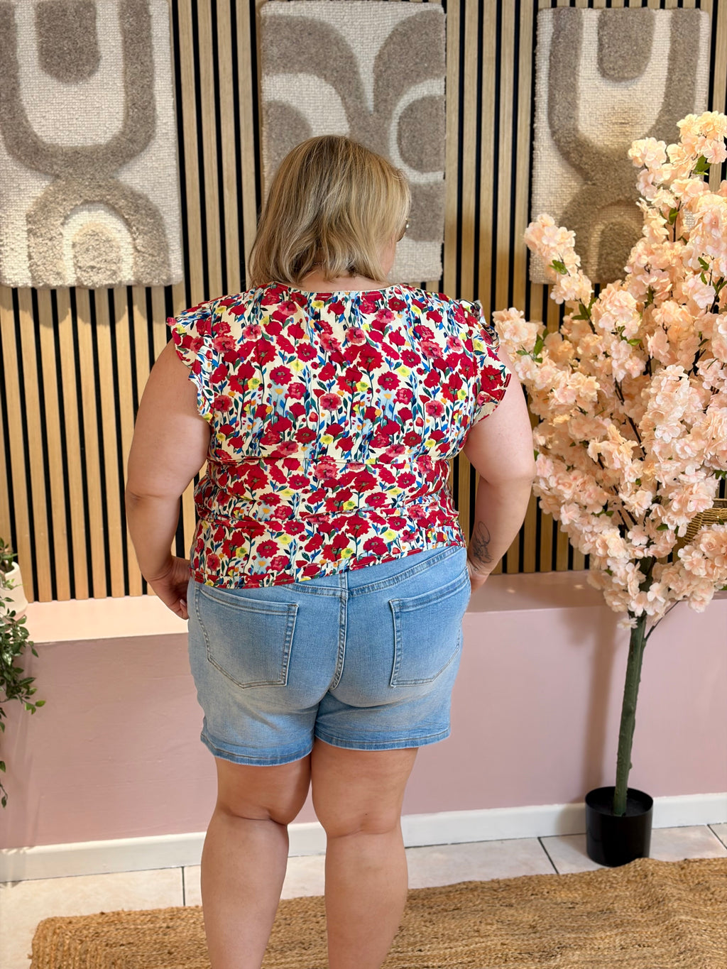 Blouse - Carla - Rouge Fleuri