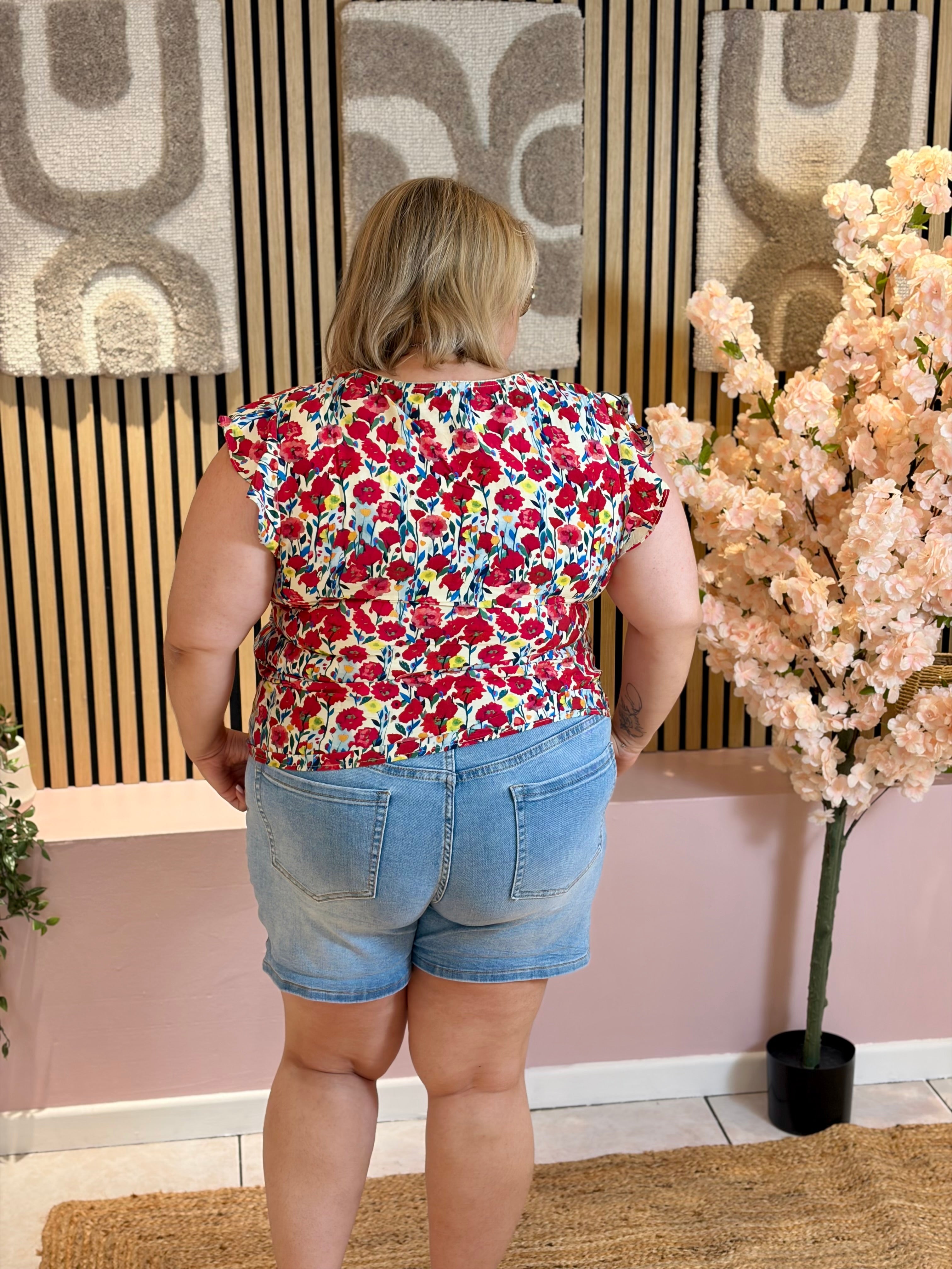 Blouse - Carla - Rouge Fleuri