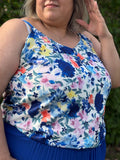 Top - Mily - Bleu roi - Fleuri (grande taille)