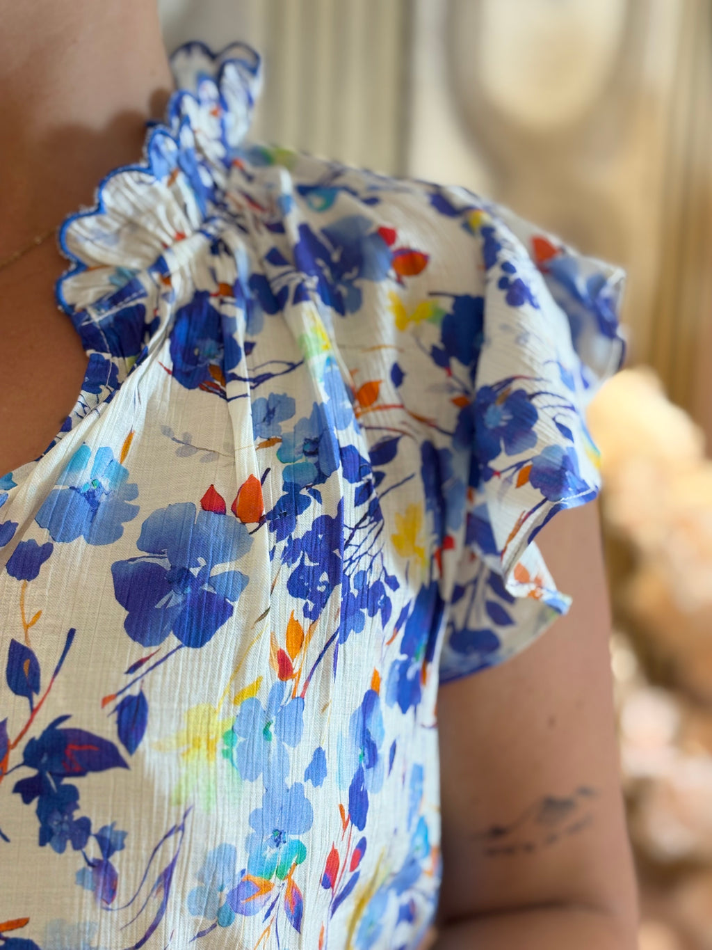 Blouse - Eva - Bleu fleuri
