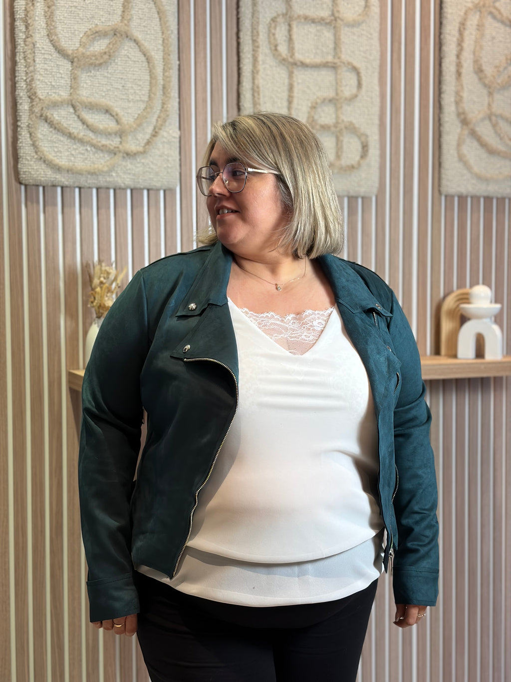 Perfecto suédine - Lilo - Bleu Canard (grande taille)