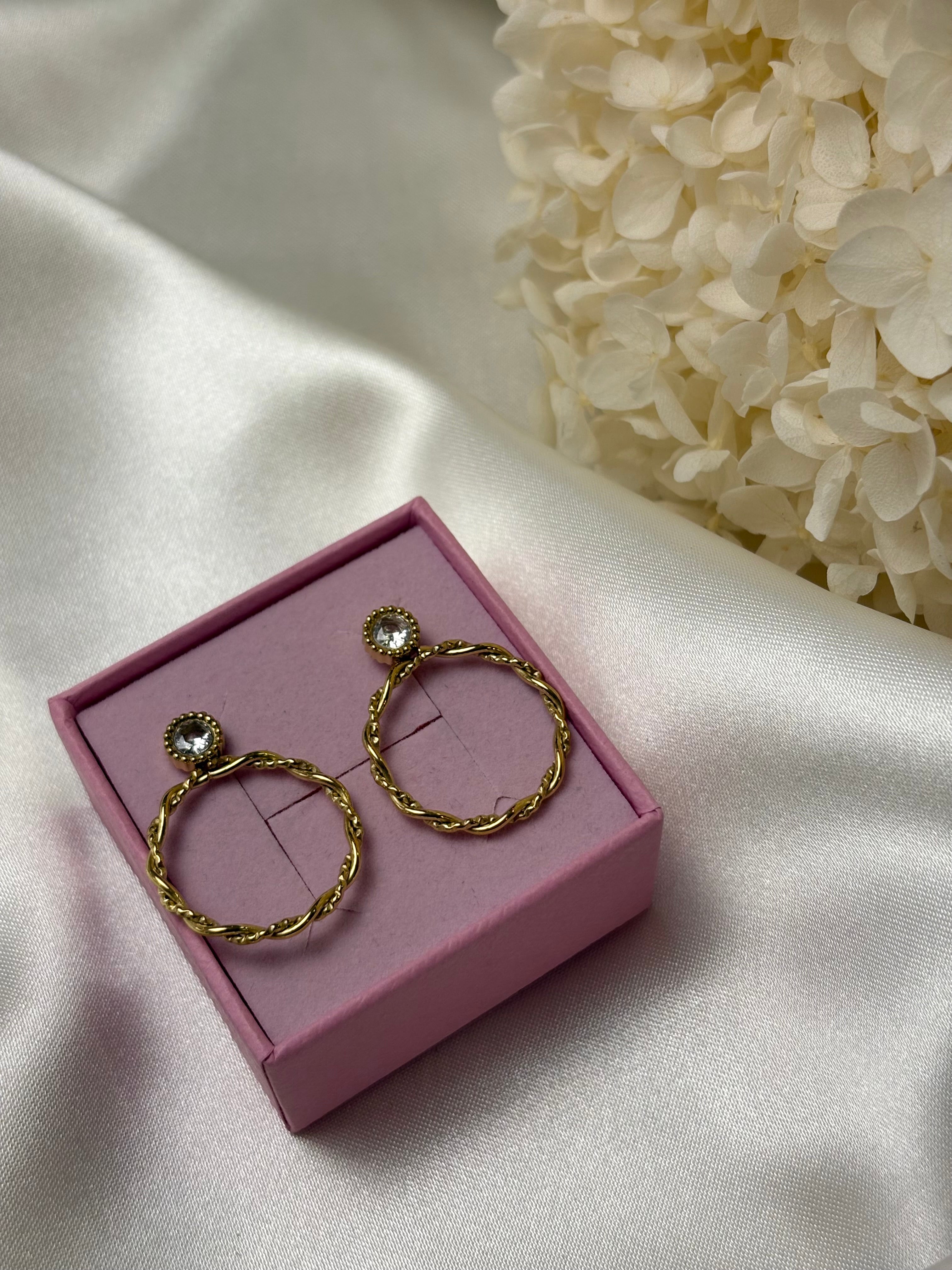 Boucle d'oreille - Rose - Doré