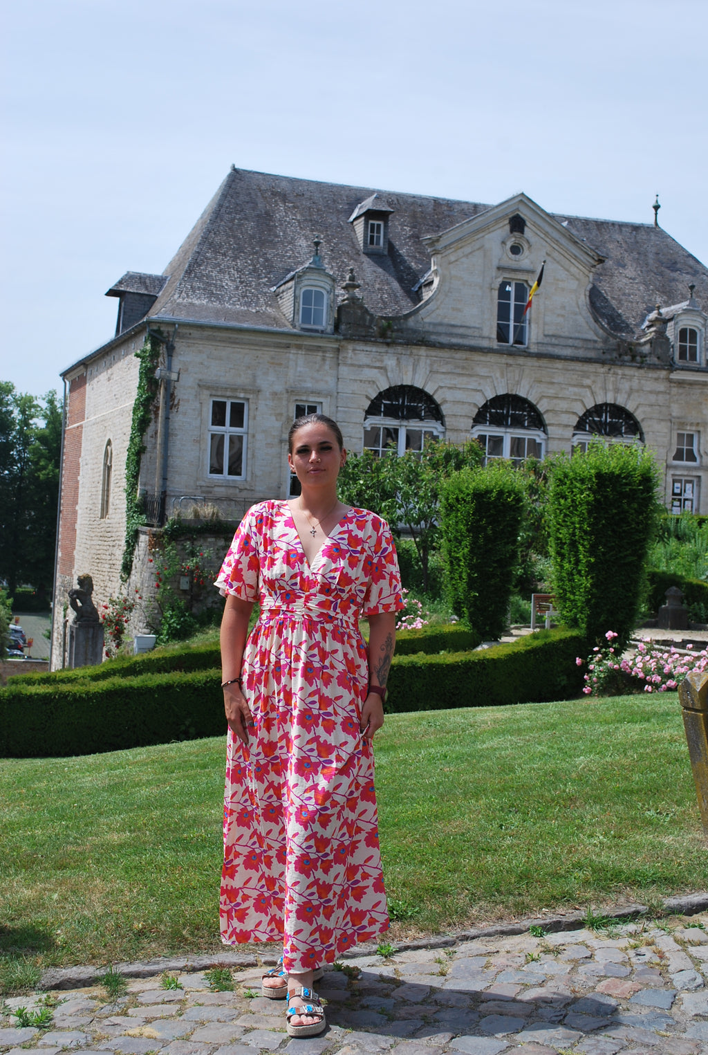 Robe Longue - Inès - Fuchsia & Orange
