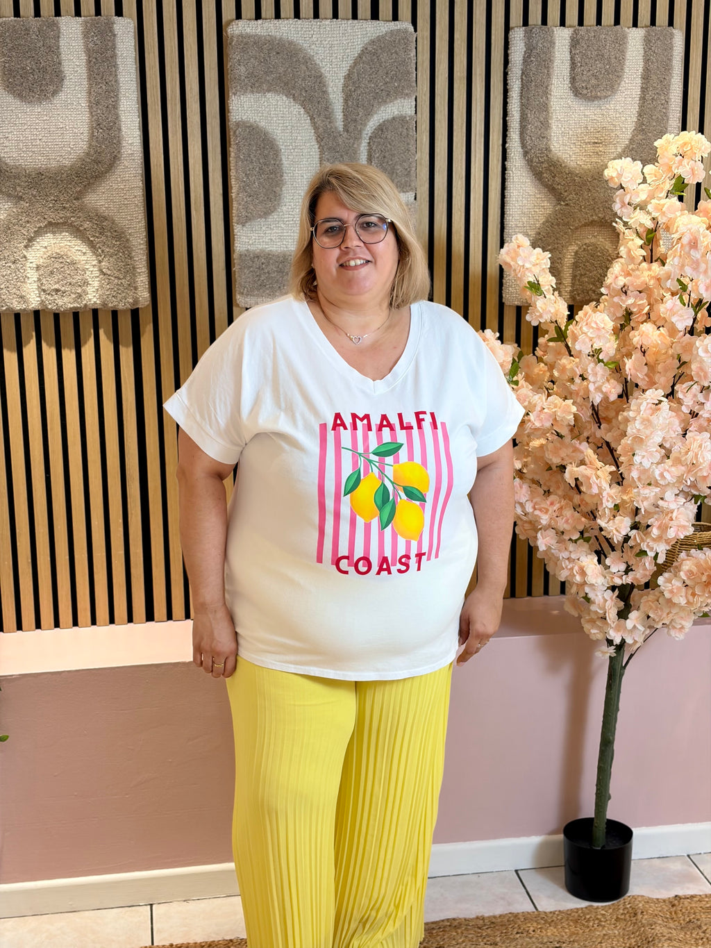 T-shirt - Citron - Blanc