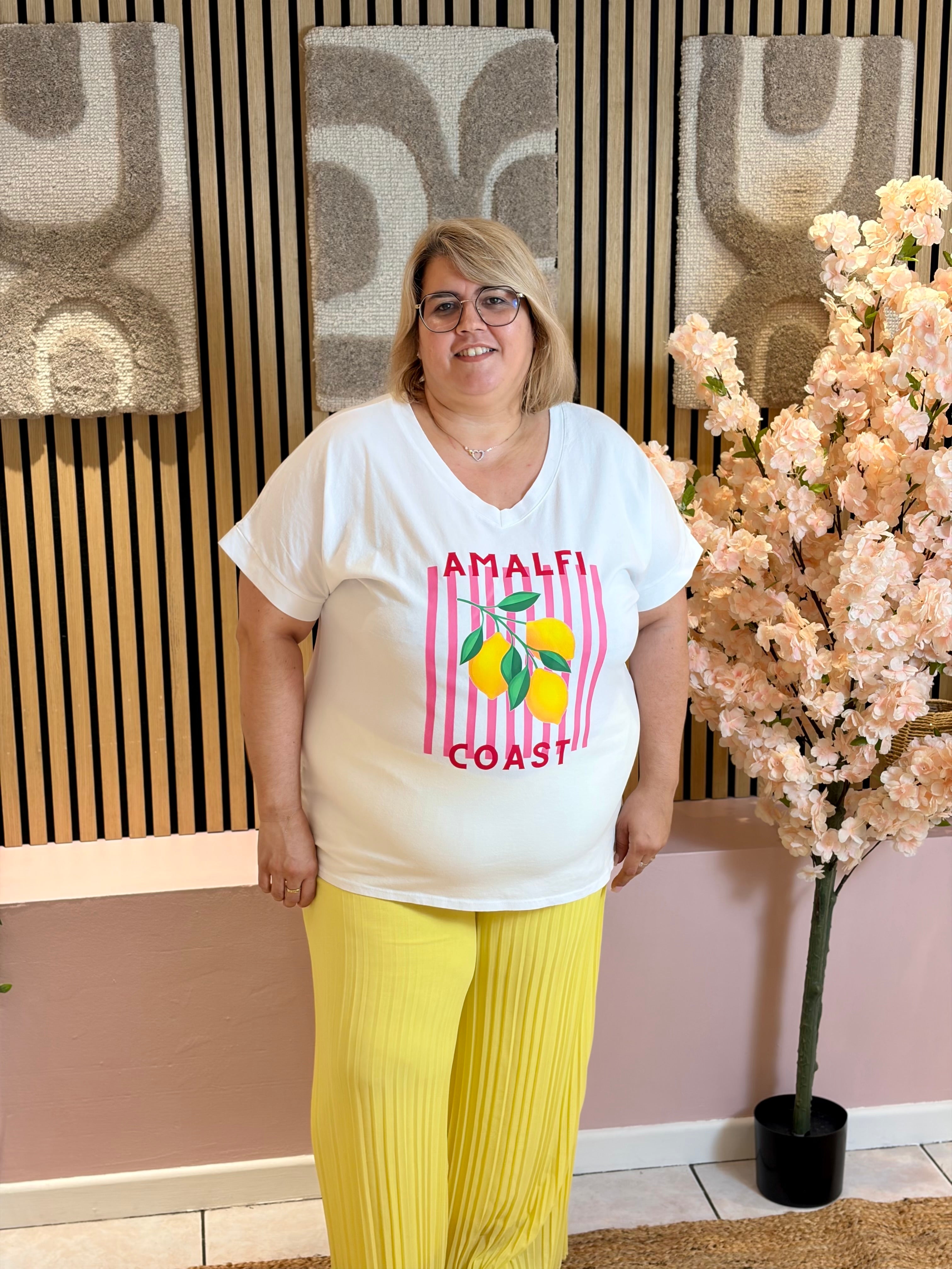 T-shirt - Citron - Blanc