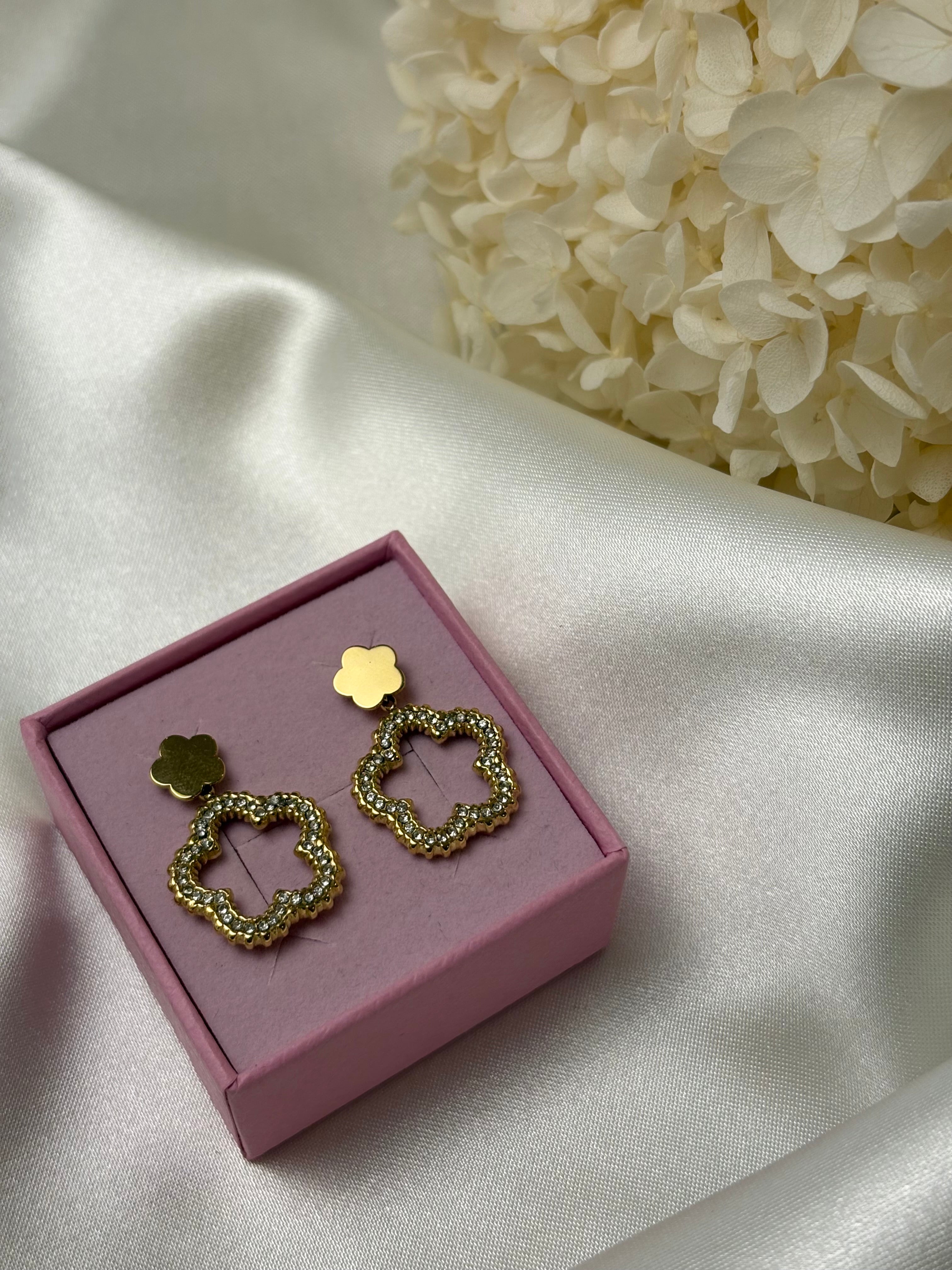 Boucle d'oreille - Rose - Doré