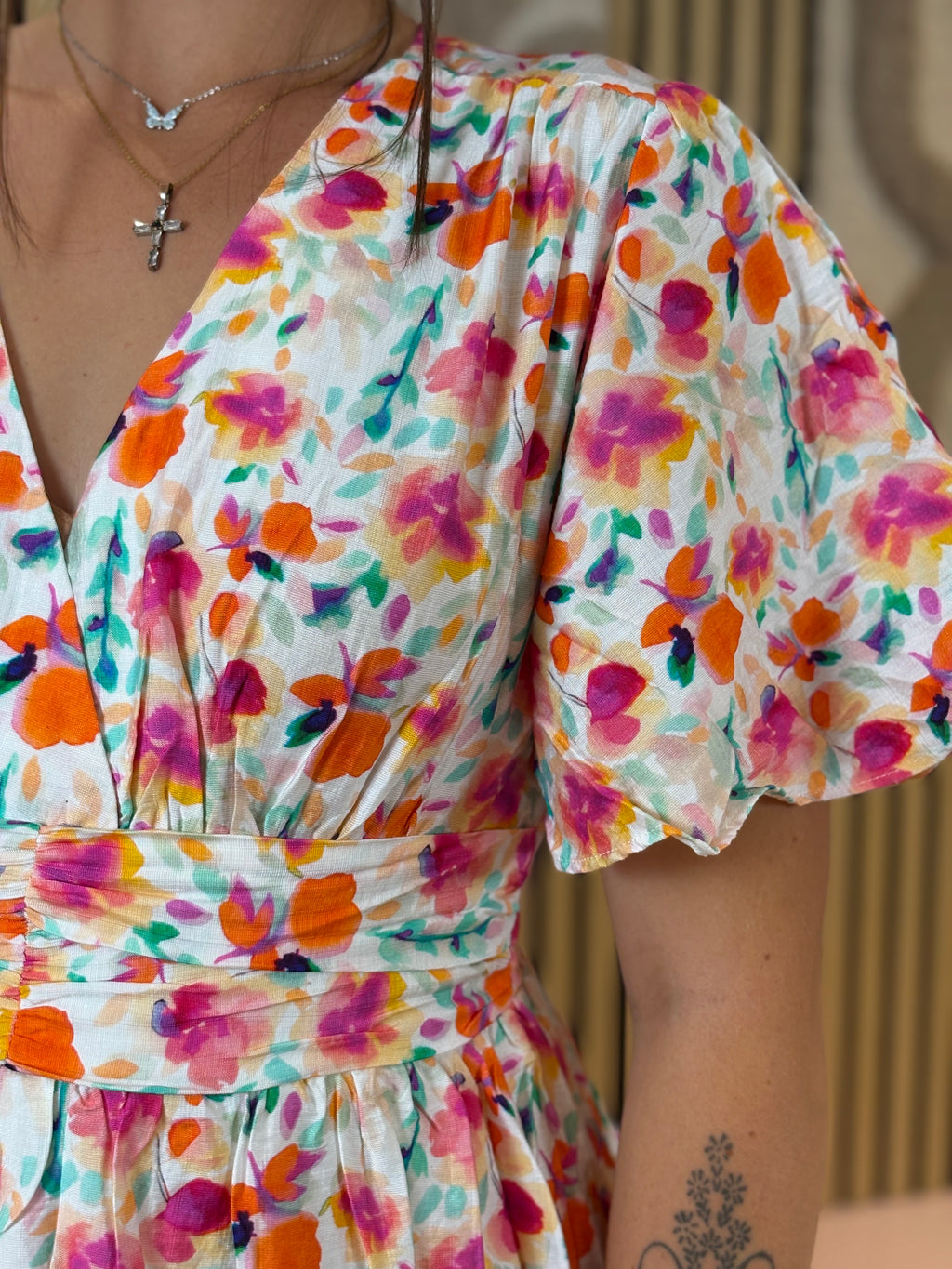 Robe Longue - Fanny - Orange & Fuchsia