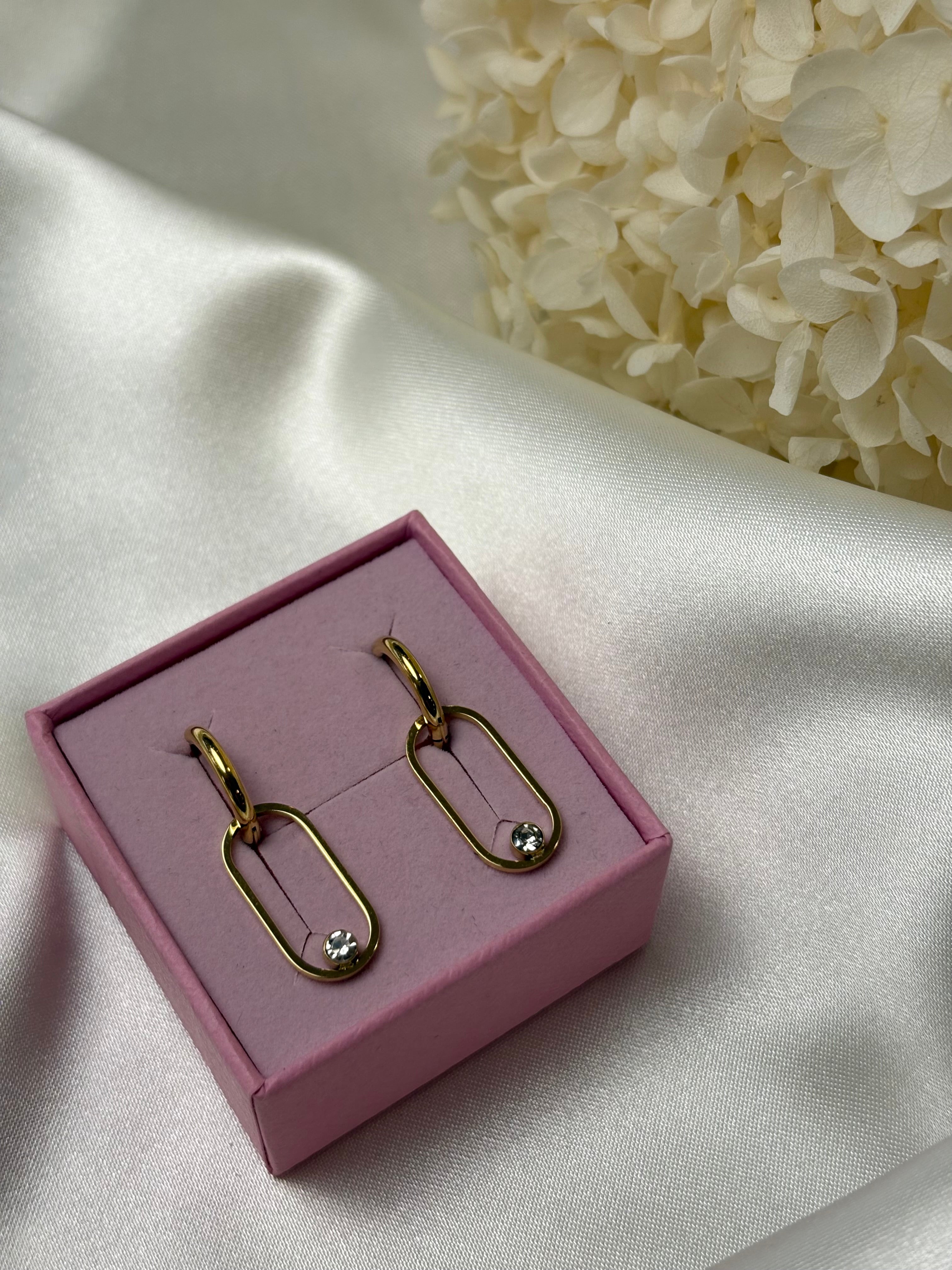 Boucle d'oreille - Rose - Doré