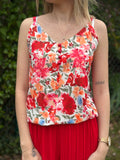Top - Mily - Rouge - Fleuri