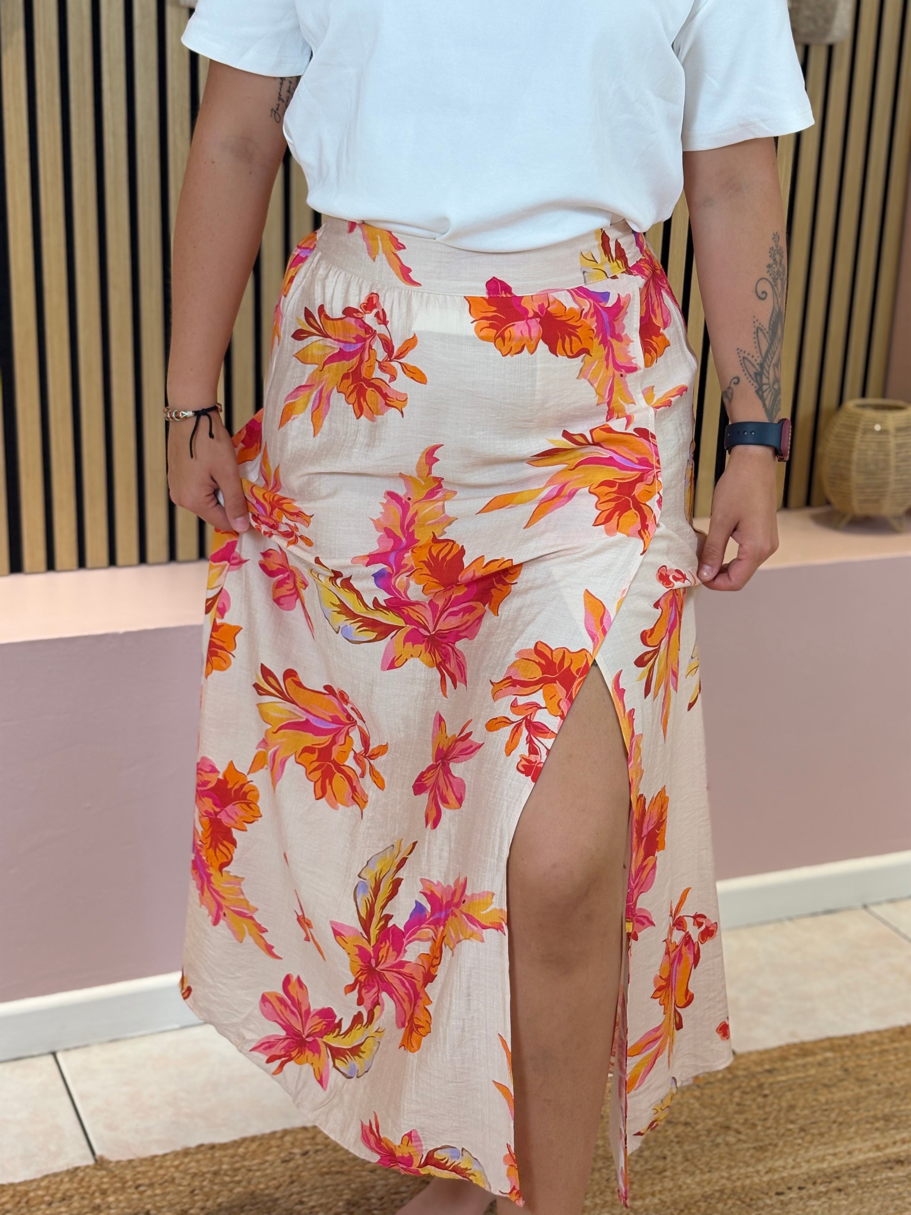 Jupe - Anna - Beige & Fuchsia
