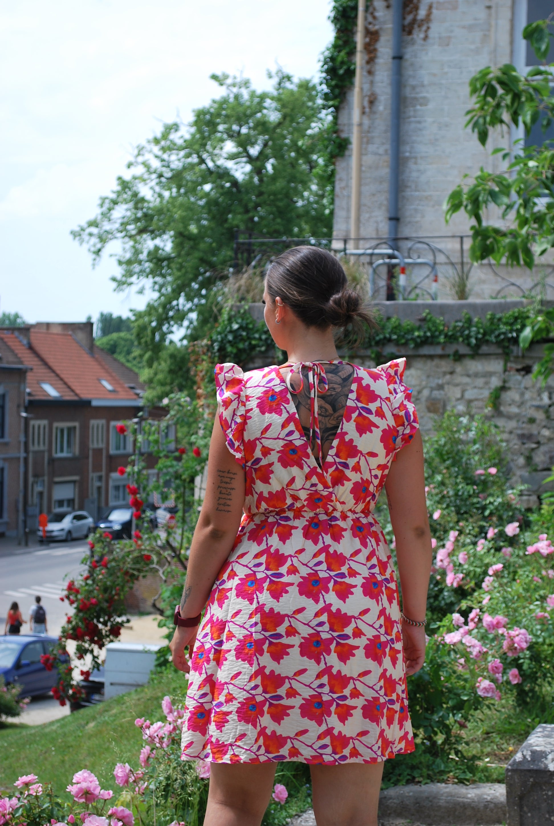 Robe Courte - Inès - Fuchsia & Orange