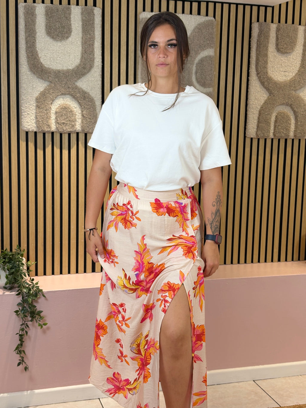 Jupe - Anna - Beige & Fuchsia