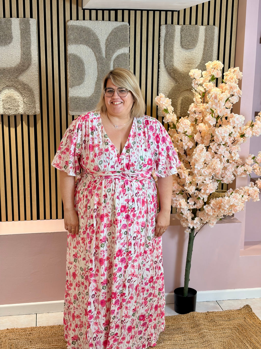 Robe Longue - Anastasia - Fleuri Rose