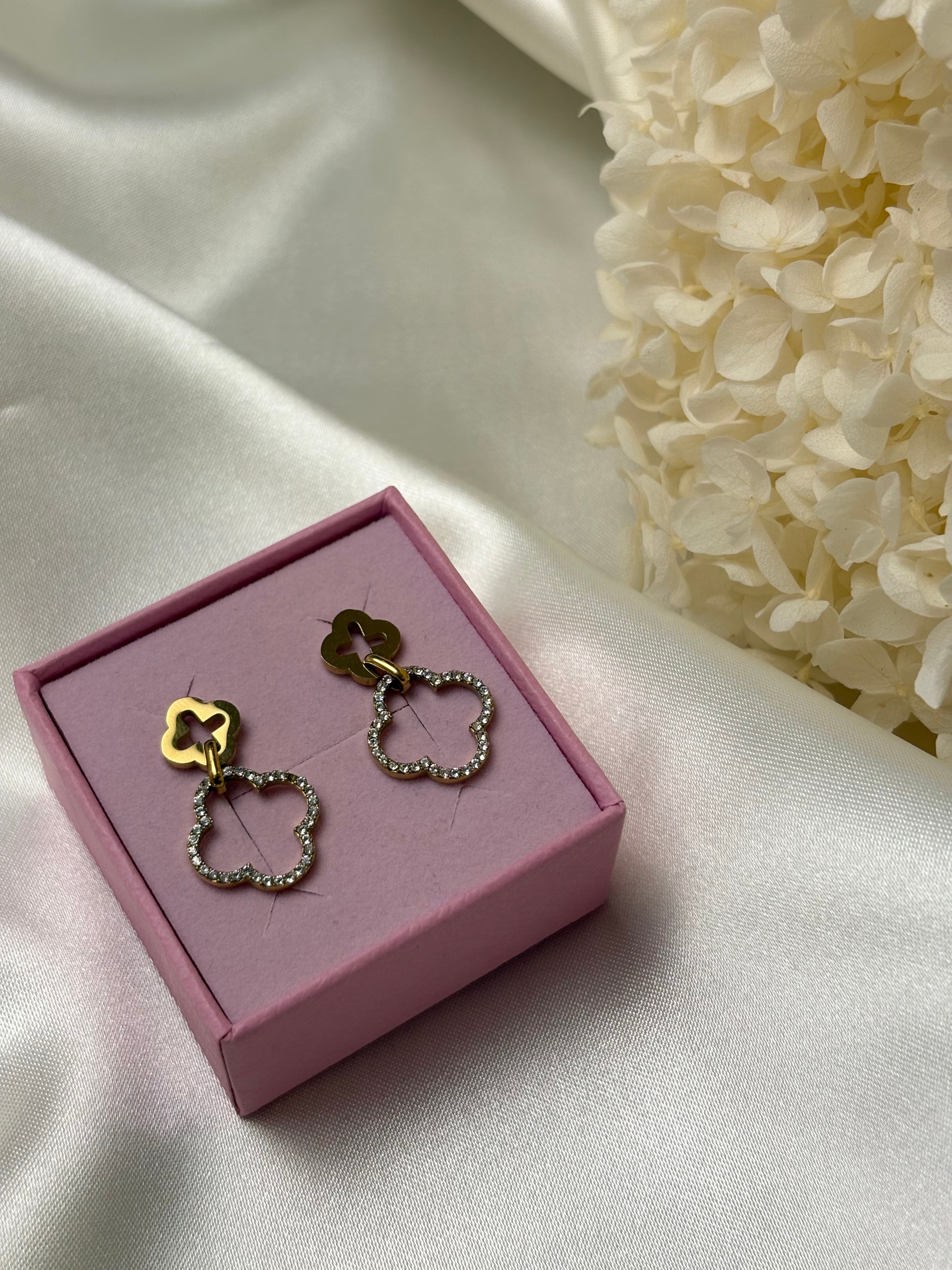 Boucle d'oreille - Rose - Doré