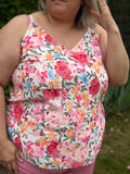 Top - Mily - Fuchsia - Fleuri (grande taille)