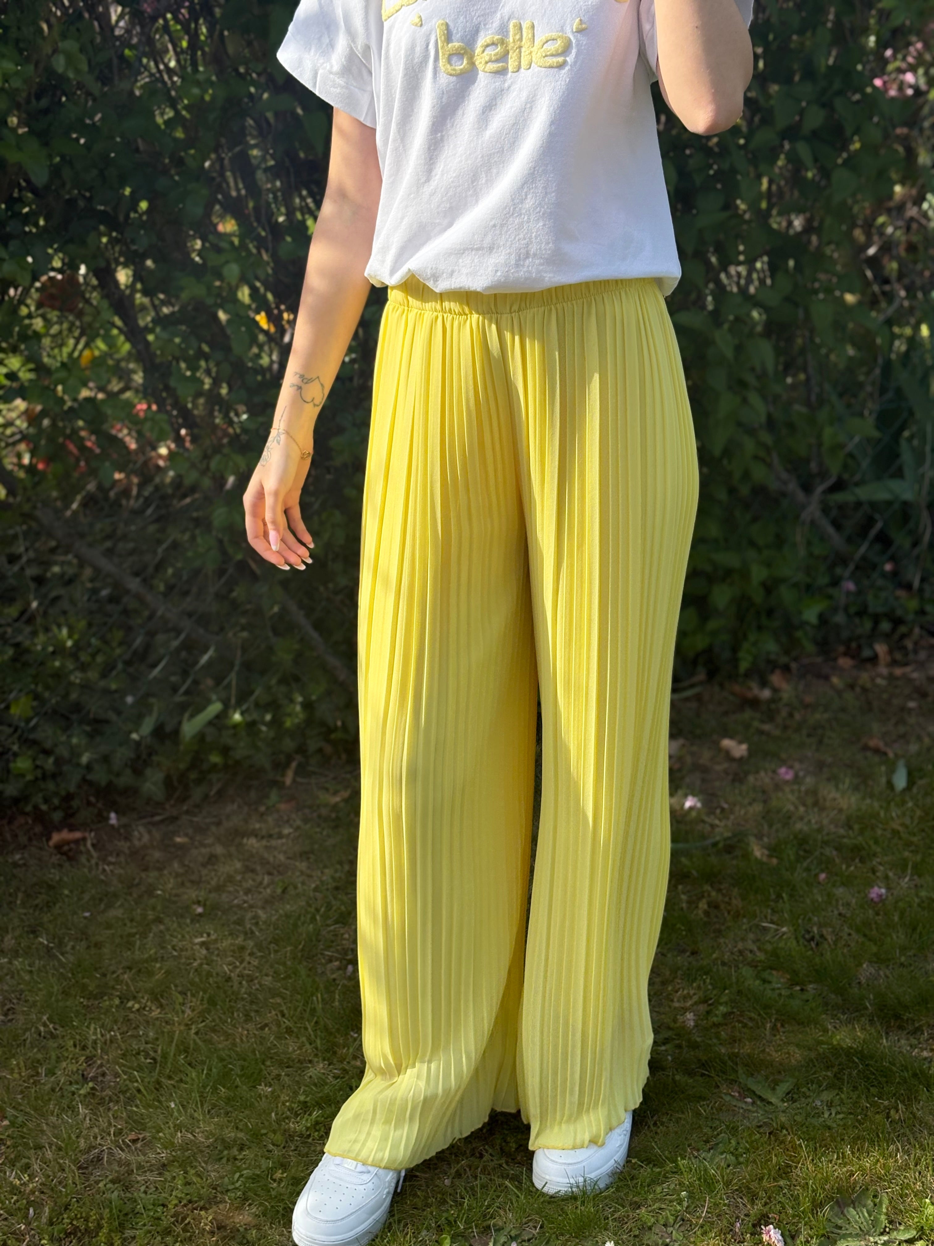 Palazzo plissé - Alma - Jaune pastel