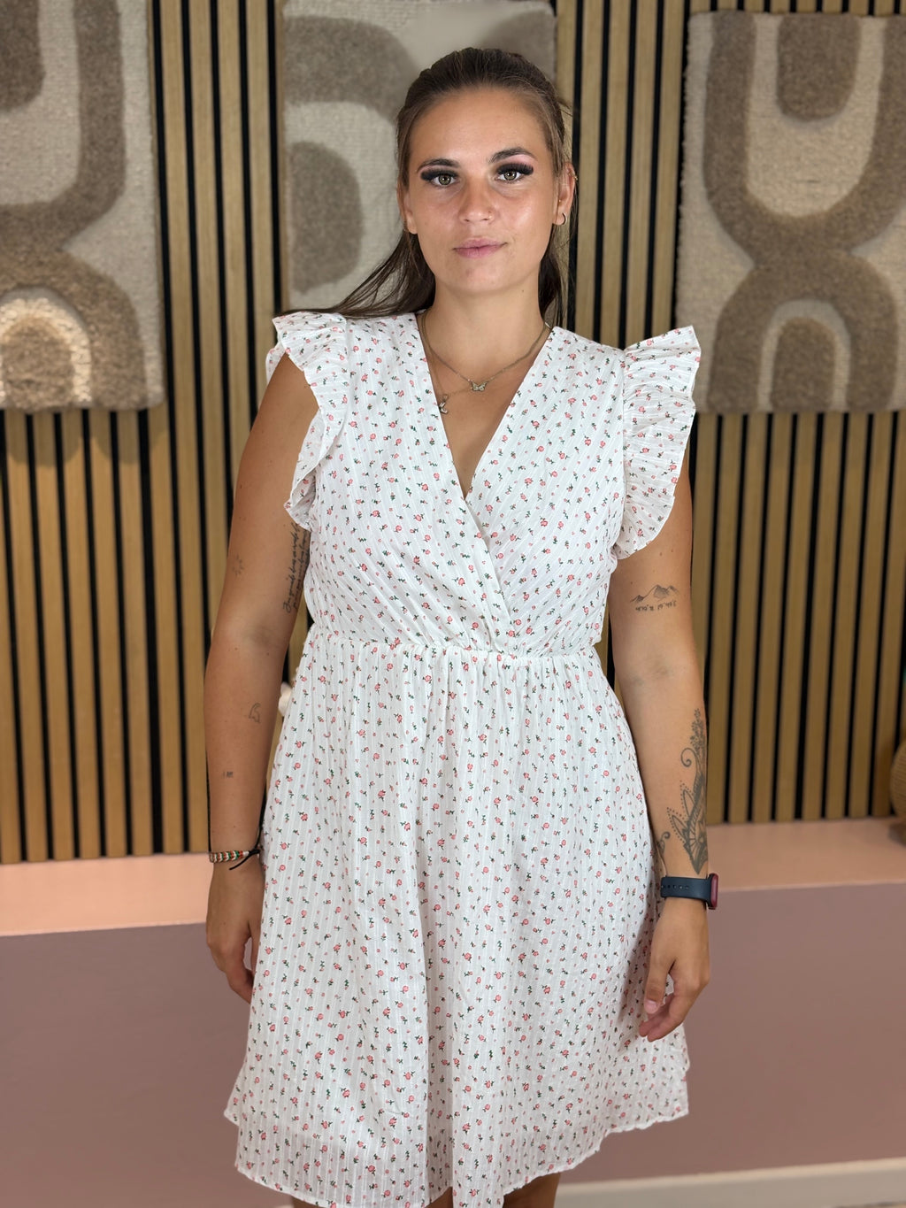 Robe Courte - Maggie - Blanc Fleuri