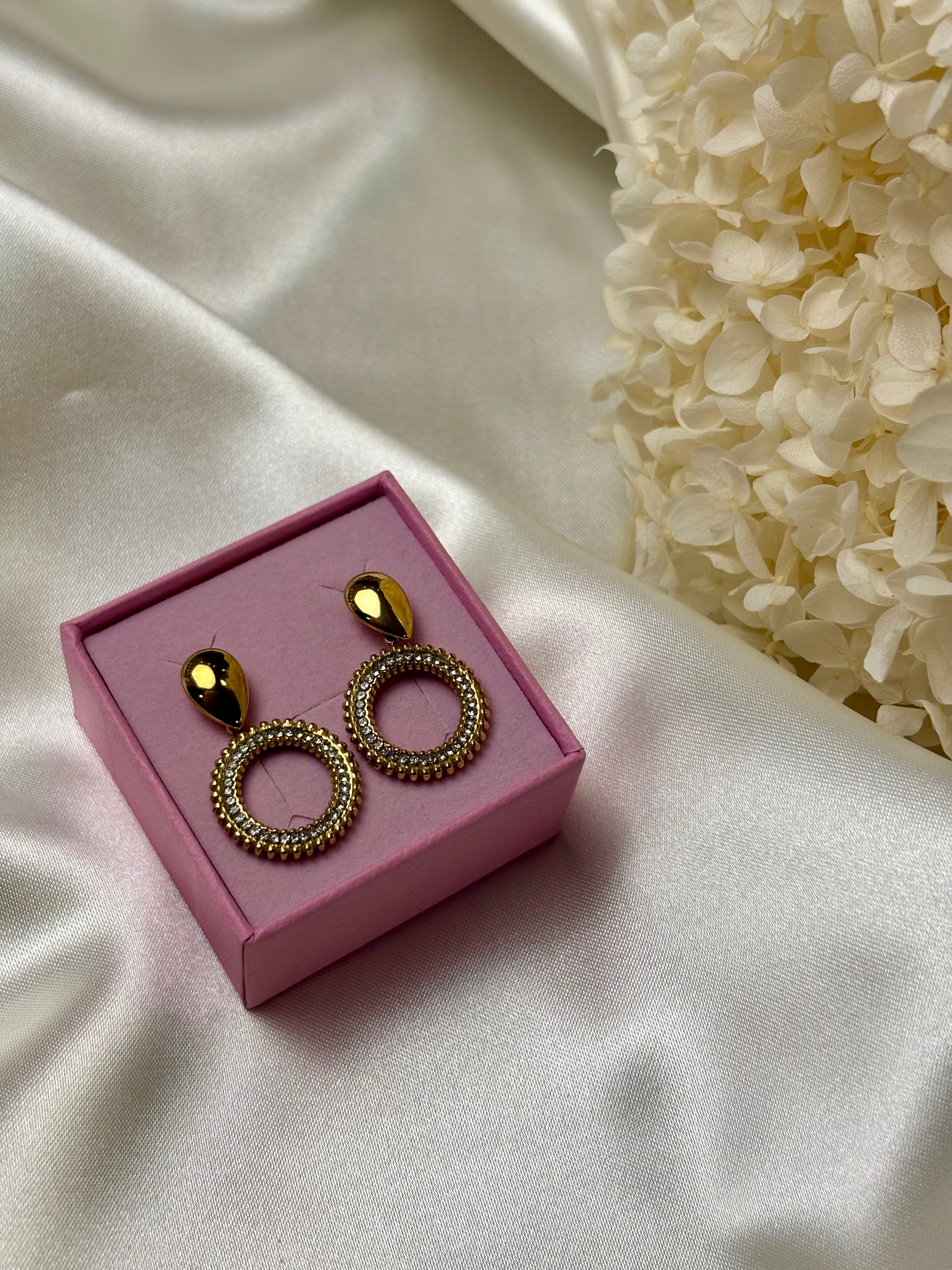 Boucle d'oreille - Rose - Doré