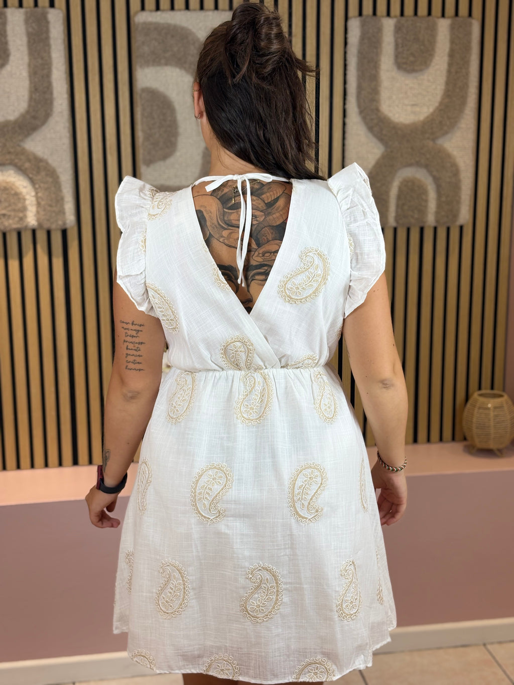 Robe Courte - Romane - Ecru