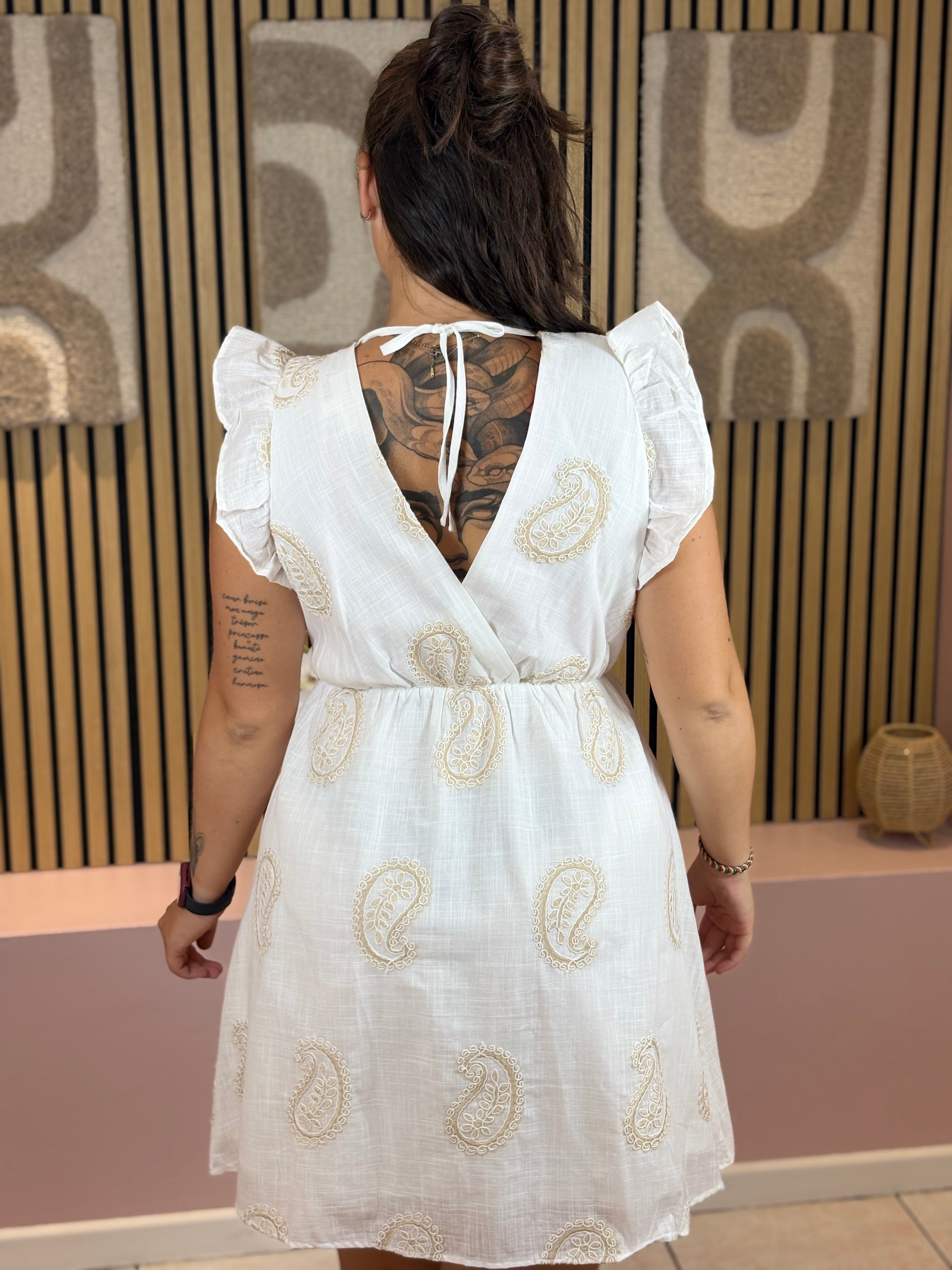 Robe Courte - Romane - Ecru