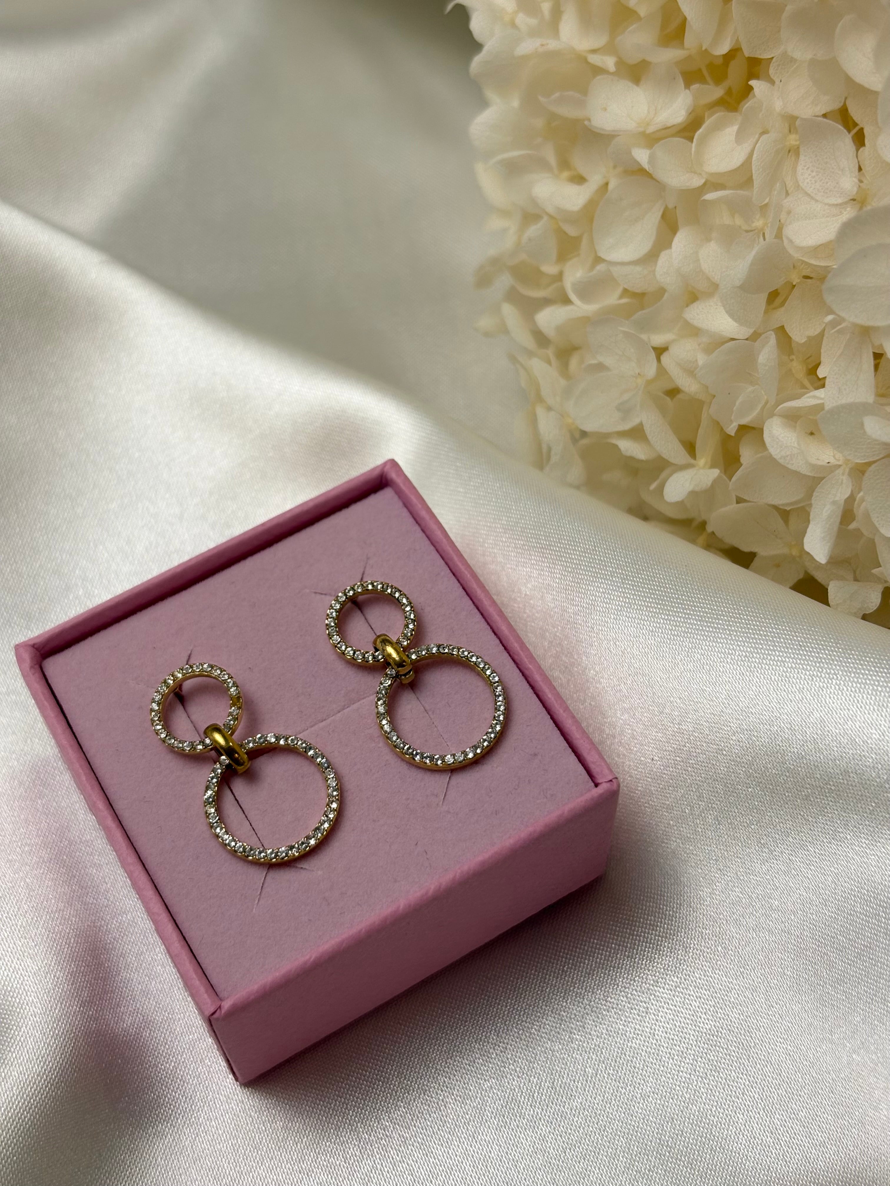 Boucle d'oreille - Rose - Doré