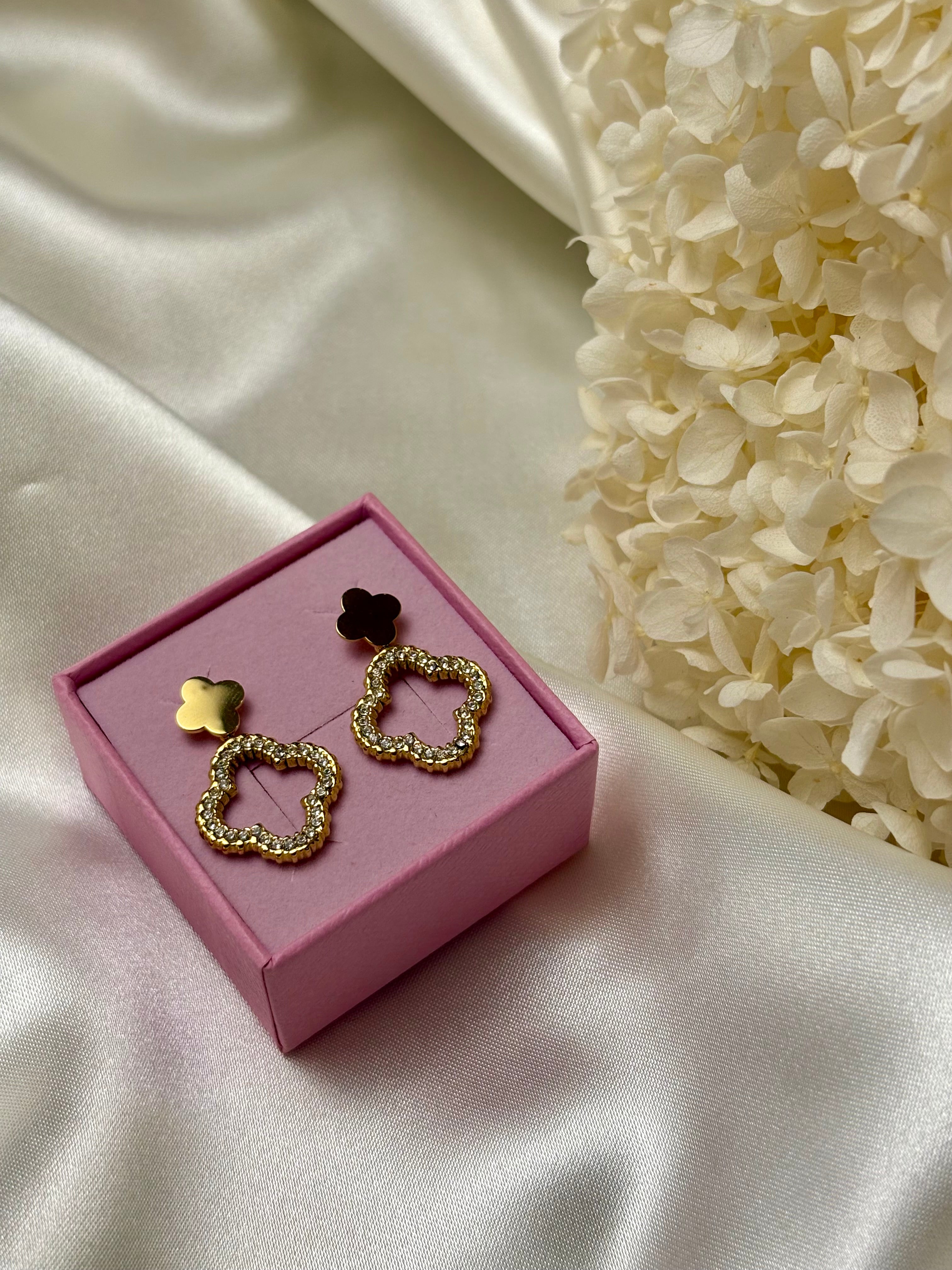 Boucle d'oreille - Rose - Doré