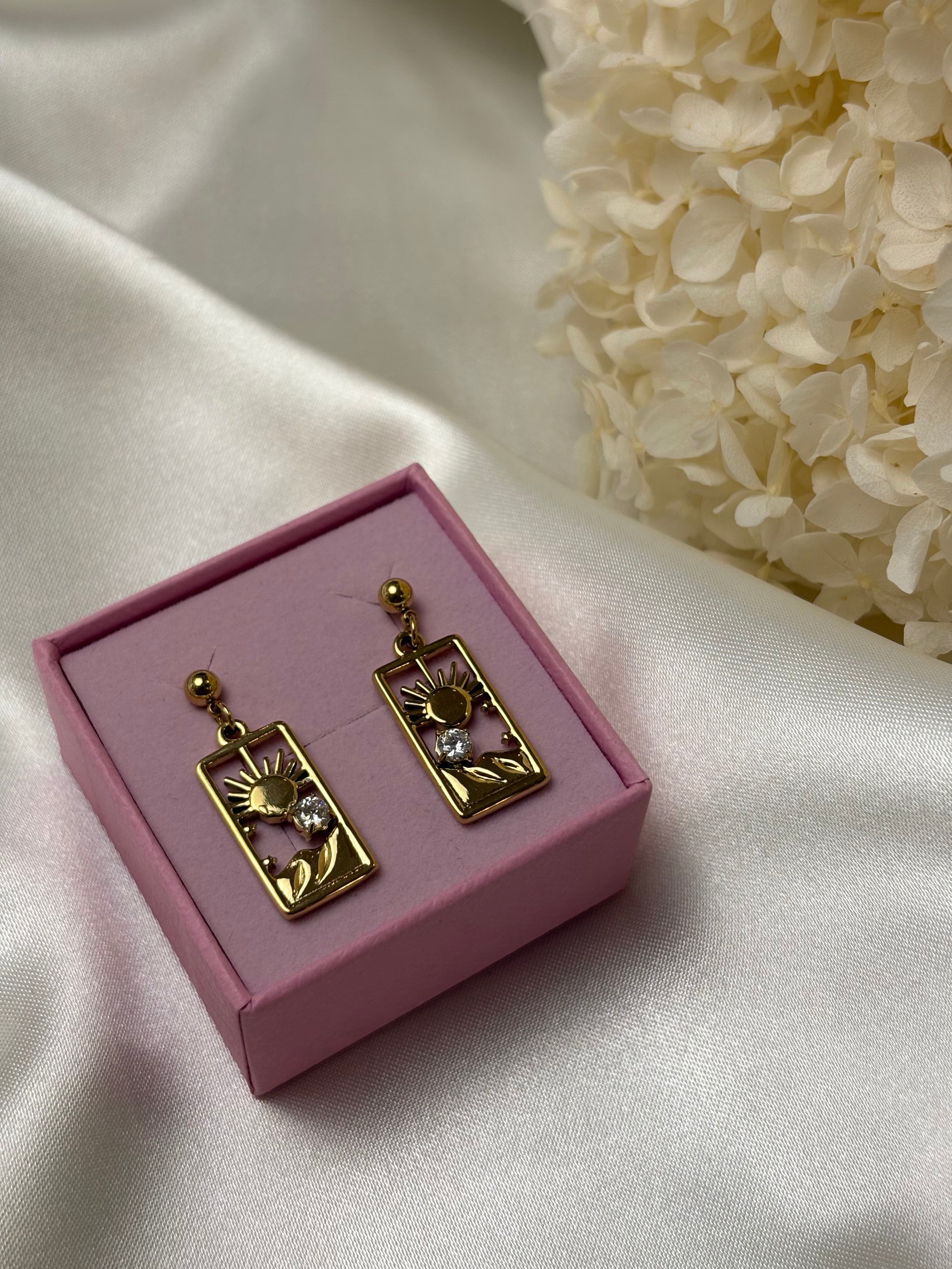 Boucle d'oreille - Rose - Doré