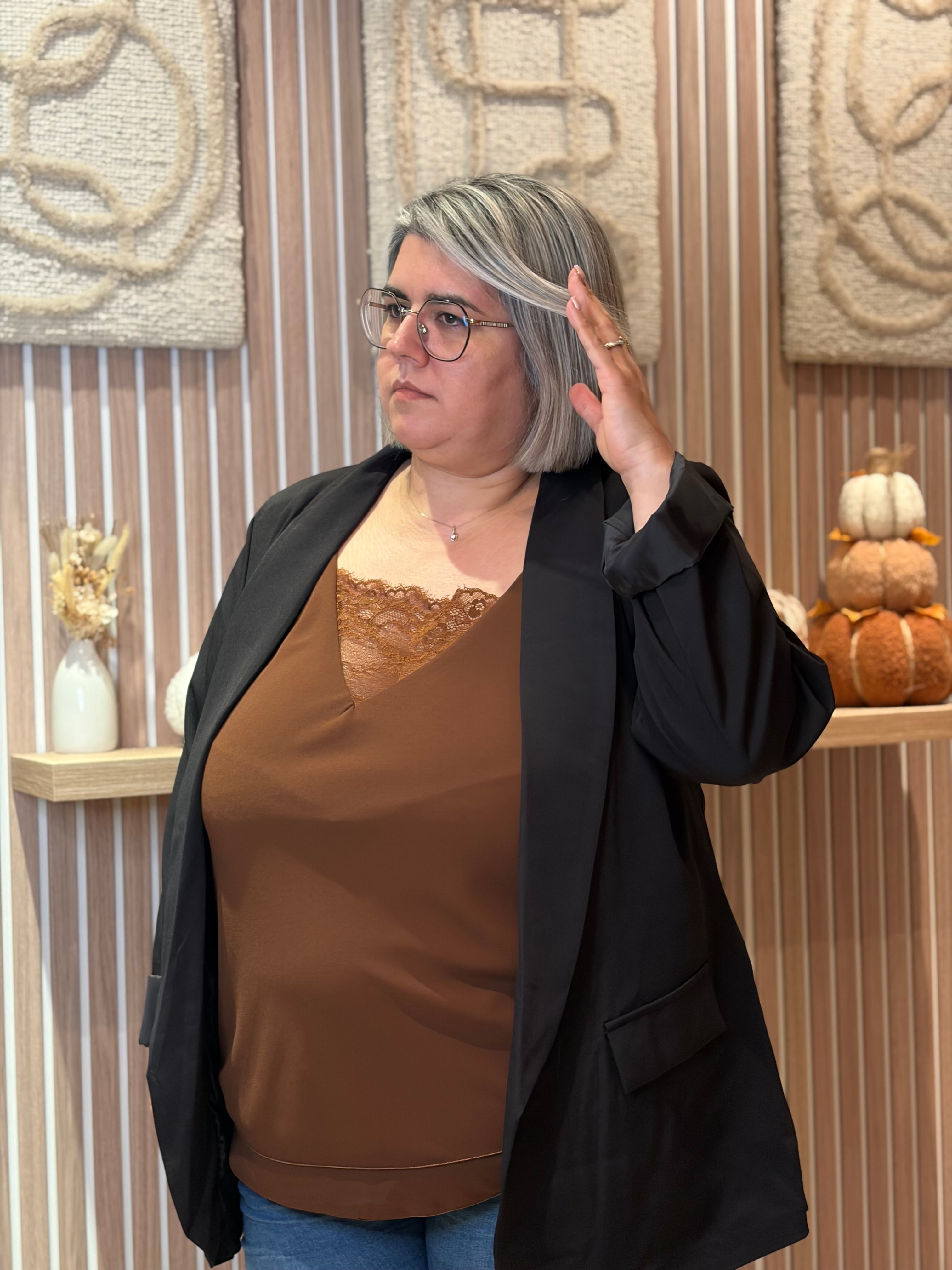 Blazer - Lucie -  Noir (Grande taille)