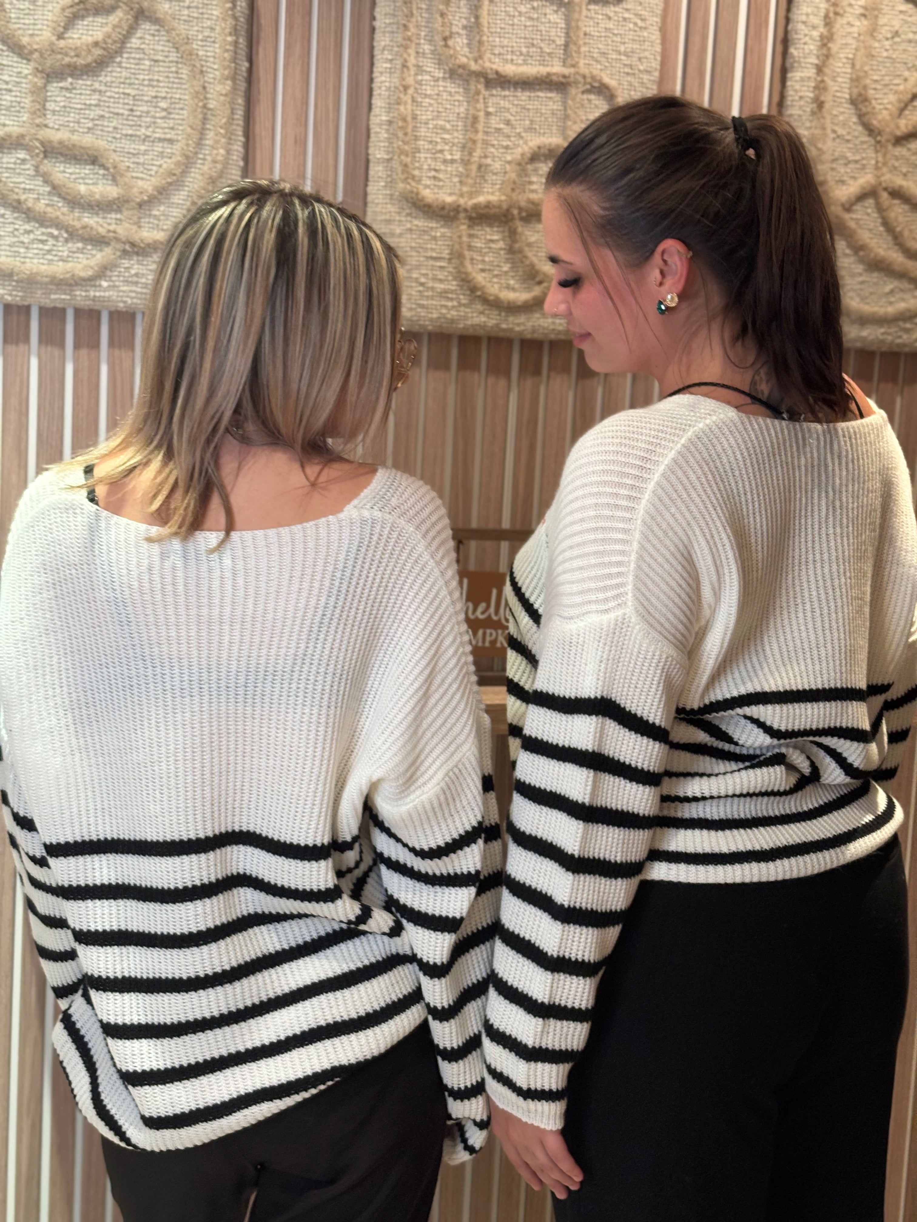 Pull Rayé - Amour - Noir