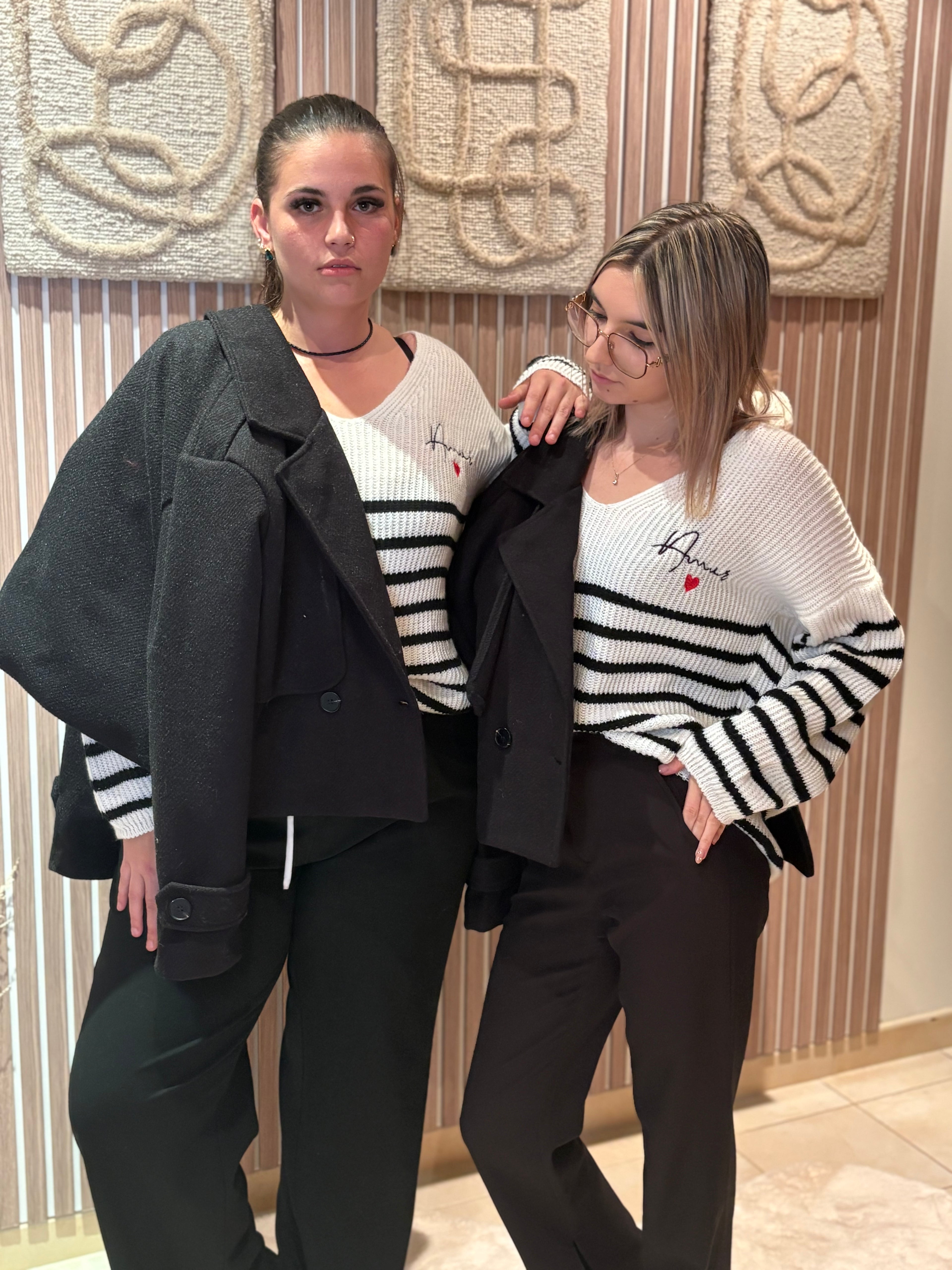 Pull Rayé - Amour - Noir